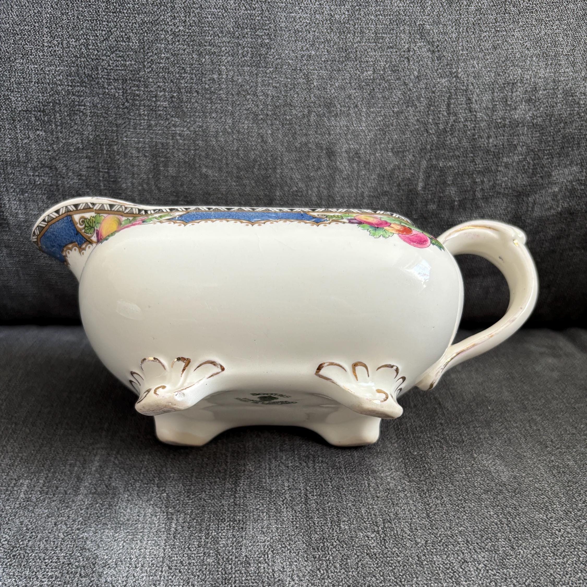 Vintage 1930s Booths Pomona Gravy Boat: Silicon China, Made in England