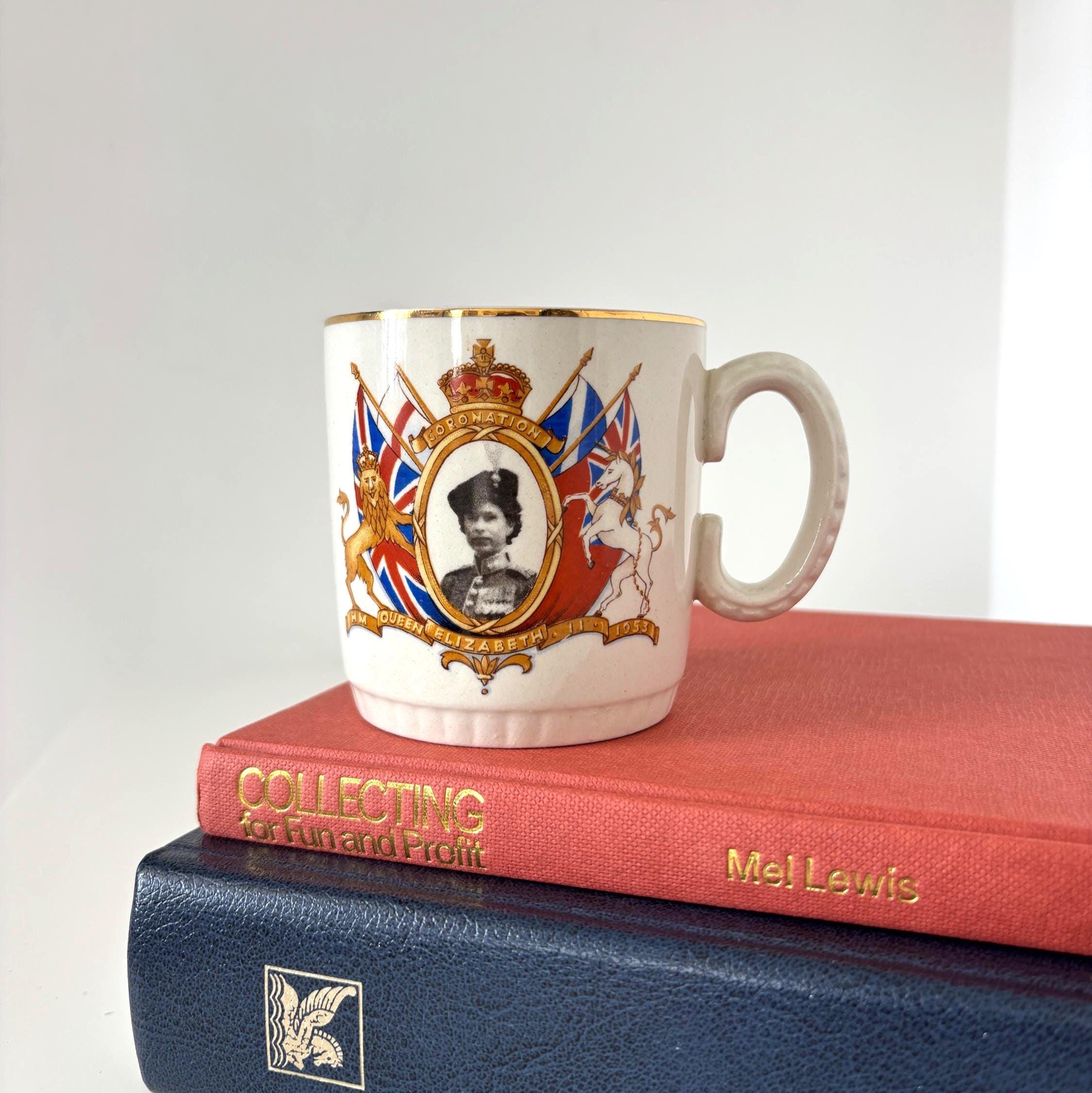 1953 Queen Elizabeth II Coronation Mug Nelson Ware Royal Commemorative Cup Made England
