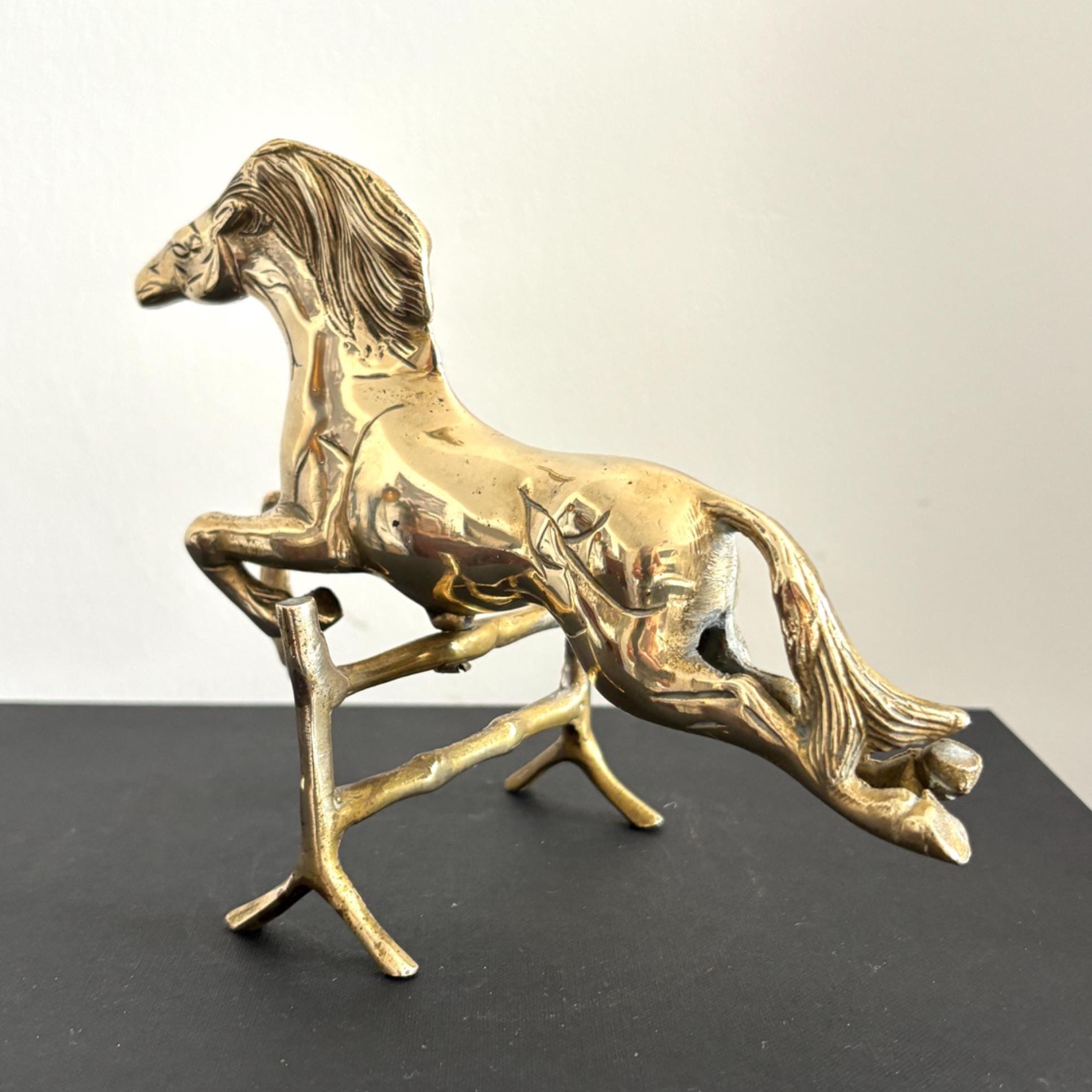 Vintage Brass Horse Figurine: Mid-Century Equestrian Sculpture