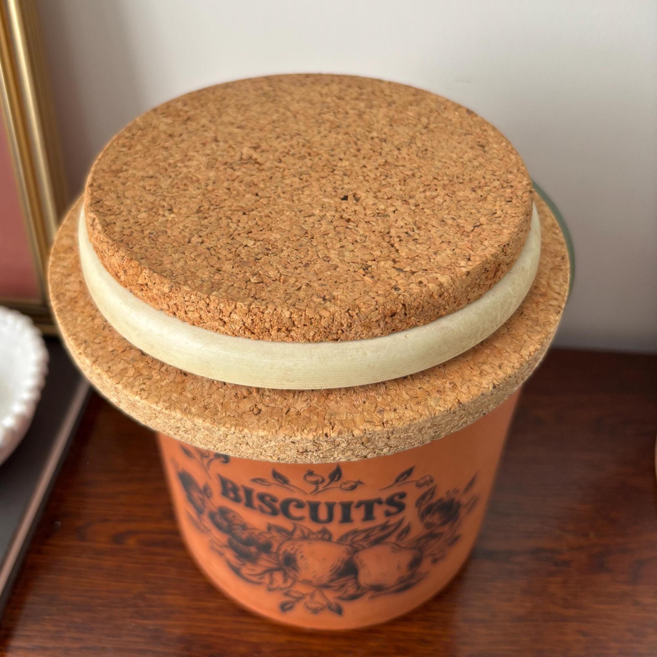 Large Vintage Terracotta Biscuit Jar Ceramic Kitchen Storage Canister Rustic Farmhouse Decor Container Pot