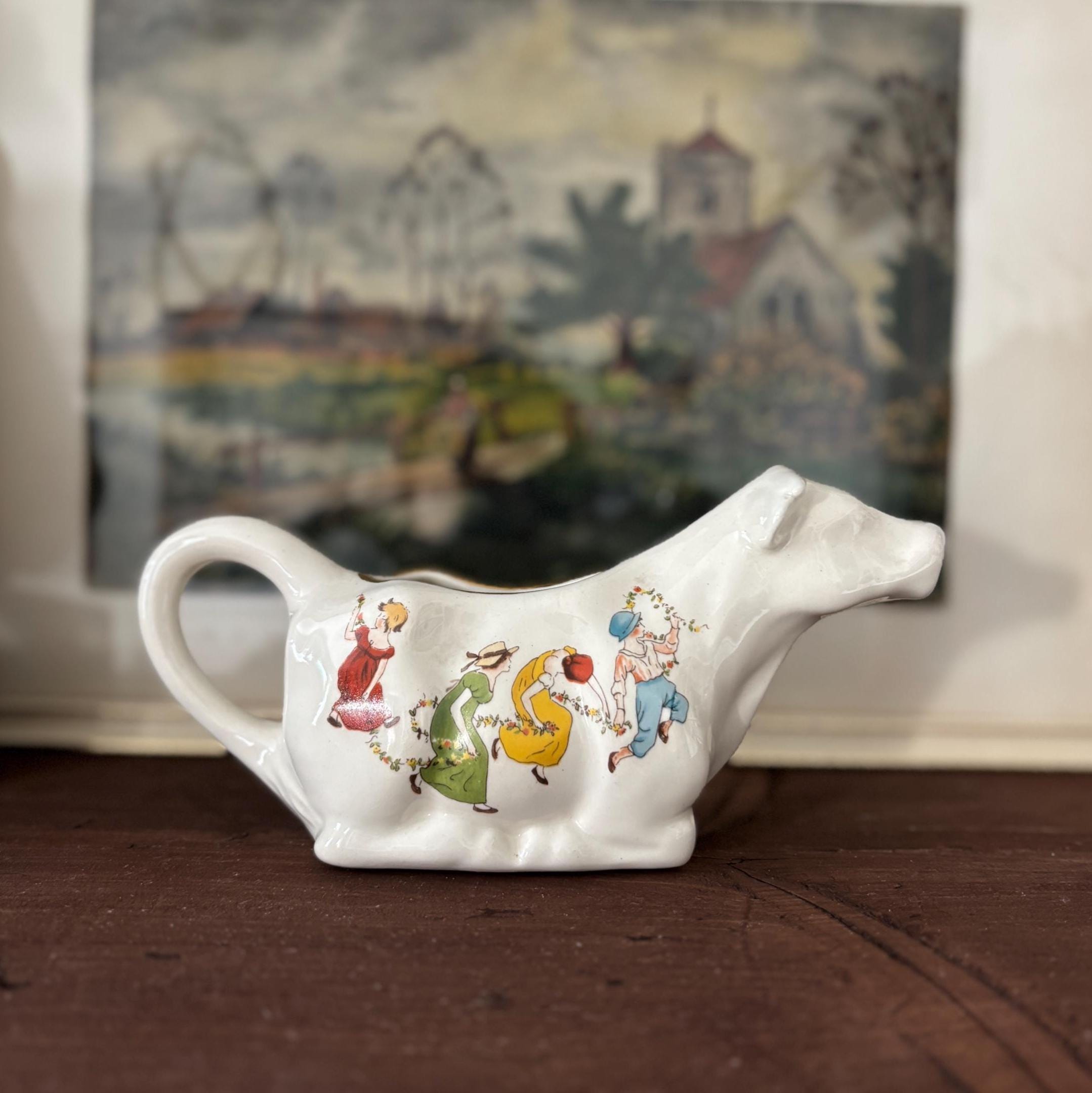 Vintage Crown Devon Cow Creamer Nursery Rhyme Milk Jug