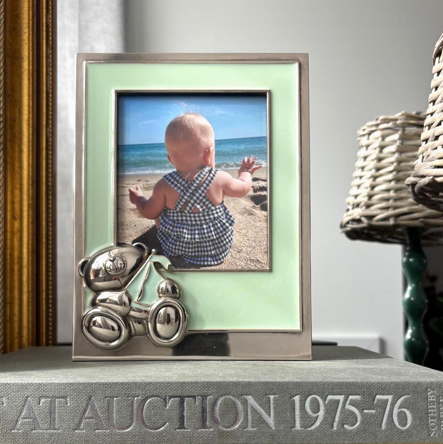 Forever Friends Baby Photo Frame 4x6” 10x15cm Mint Enamel Teddy Keepsake