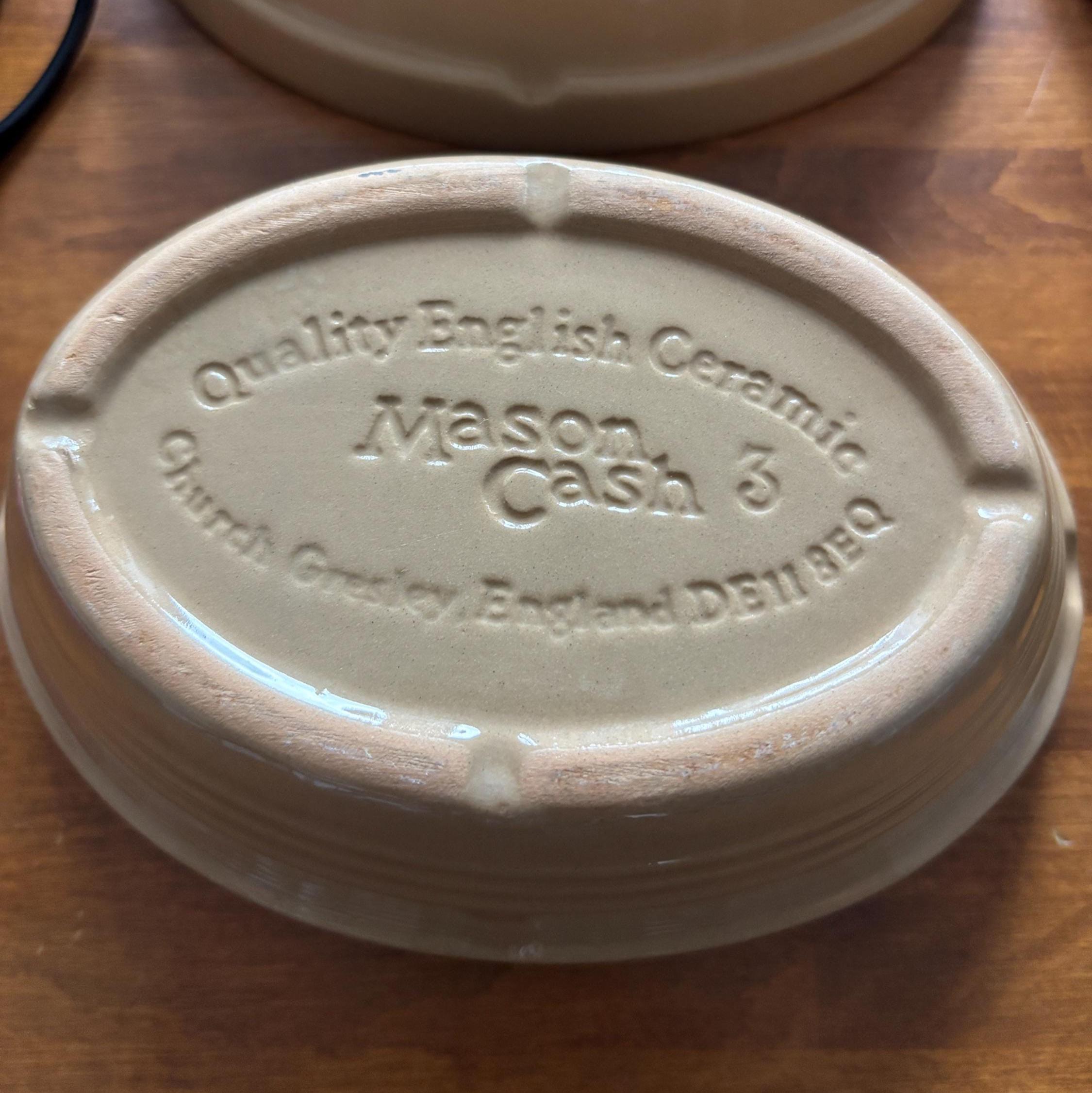 Vintage Mason Cash No.3 Oval Baking Dishes Set of 4 English Stoneware Cane Glaze