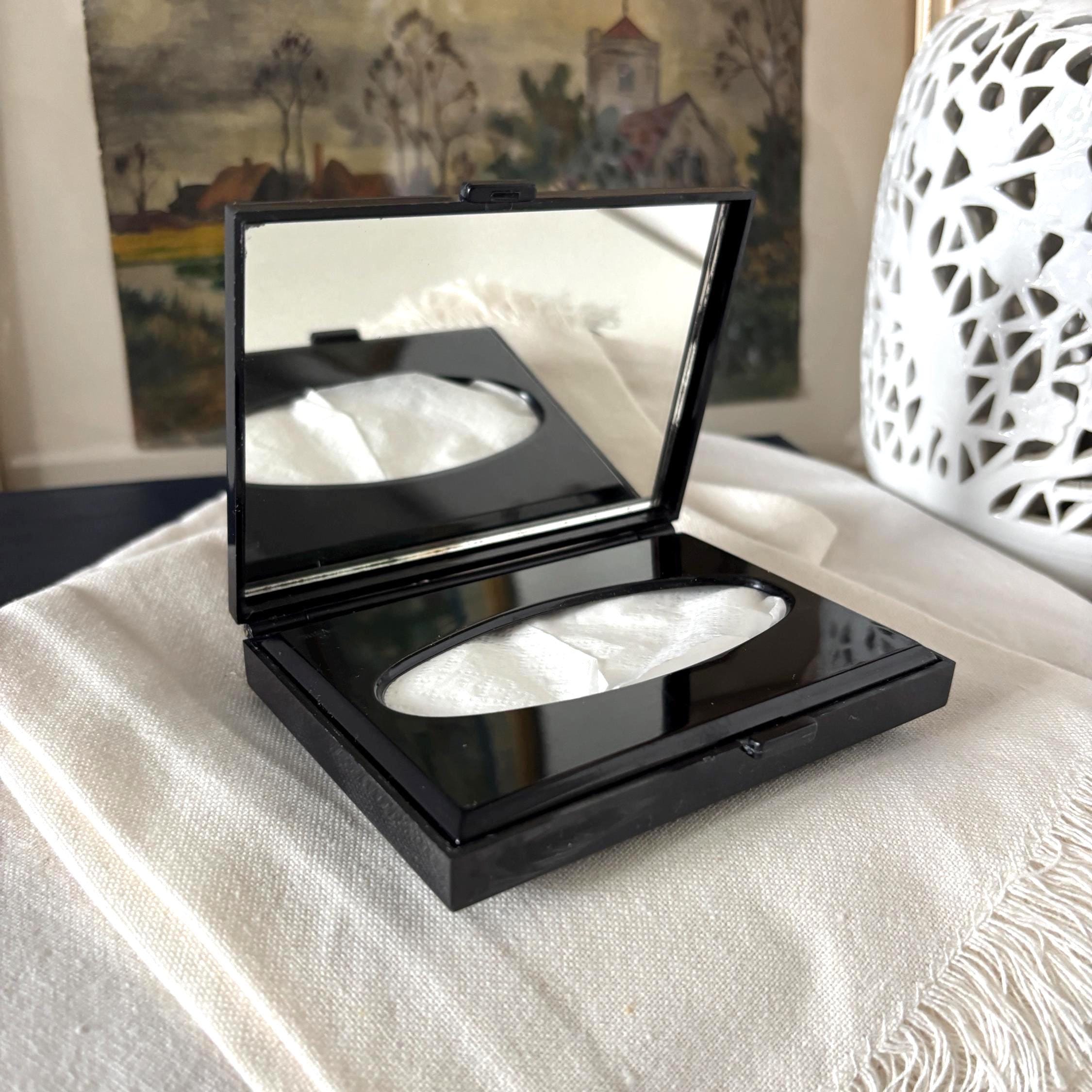 Vintage Floral Lacquer Style Compact Mirror Tissue Case Vanity Travel Accessory Gift