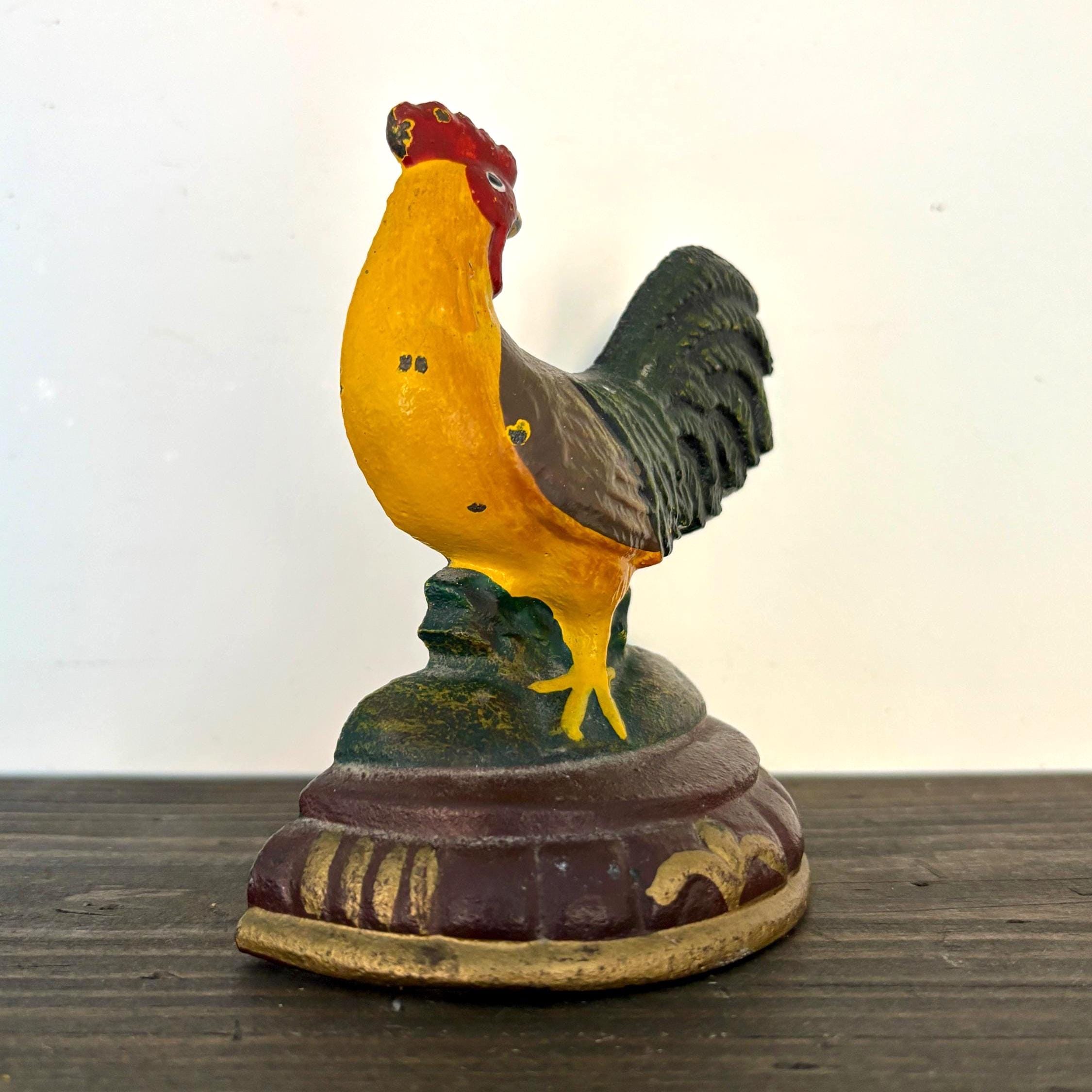 Cast Iron Rooster Doorstop, Vintage Farmhouse Kitchen Decor, Chicken Figurine, Rustic Home Accent