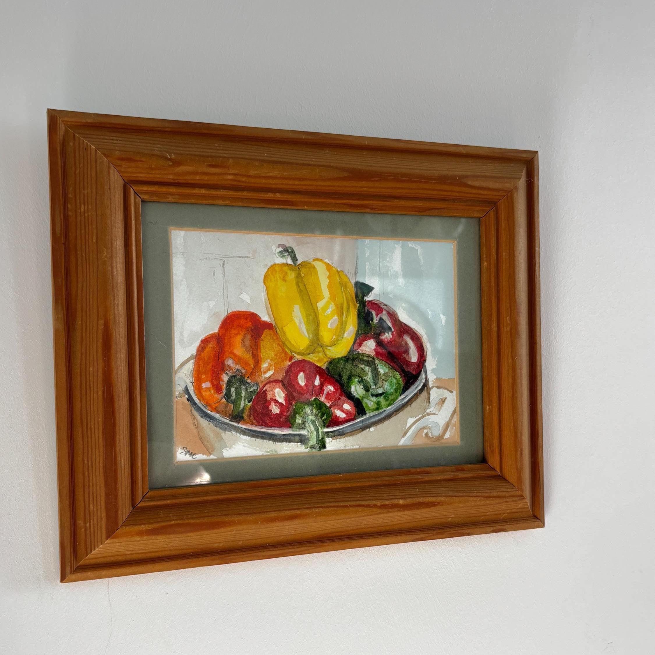 Bowl of Peppers | Original Watercolour by Sue Cranmer | Framed Kitchen Still Life Art
