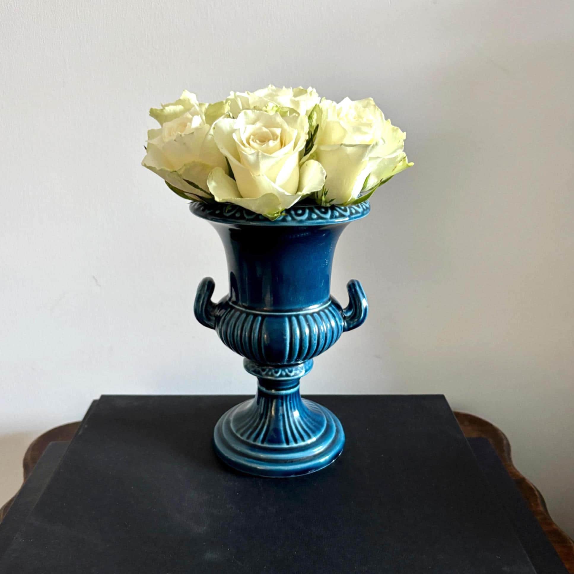 Vintage Dartmouth Pottery Blue Urn Vase: Mid-Century English Ceramic