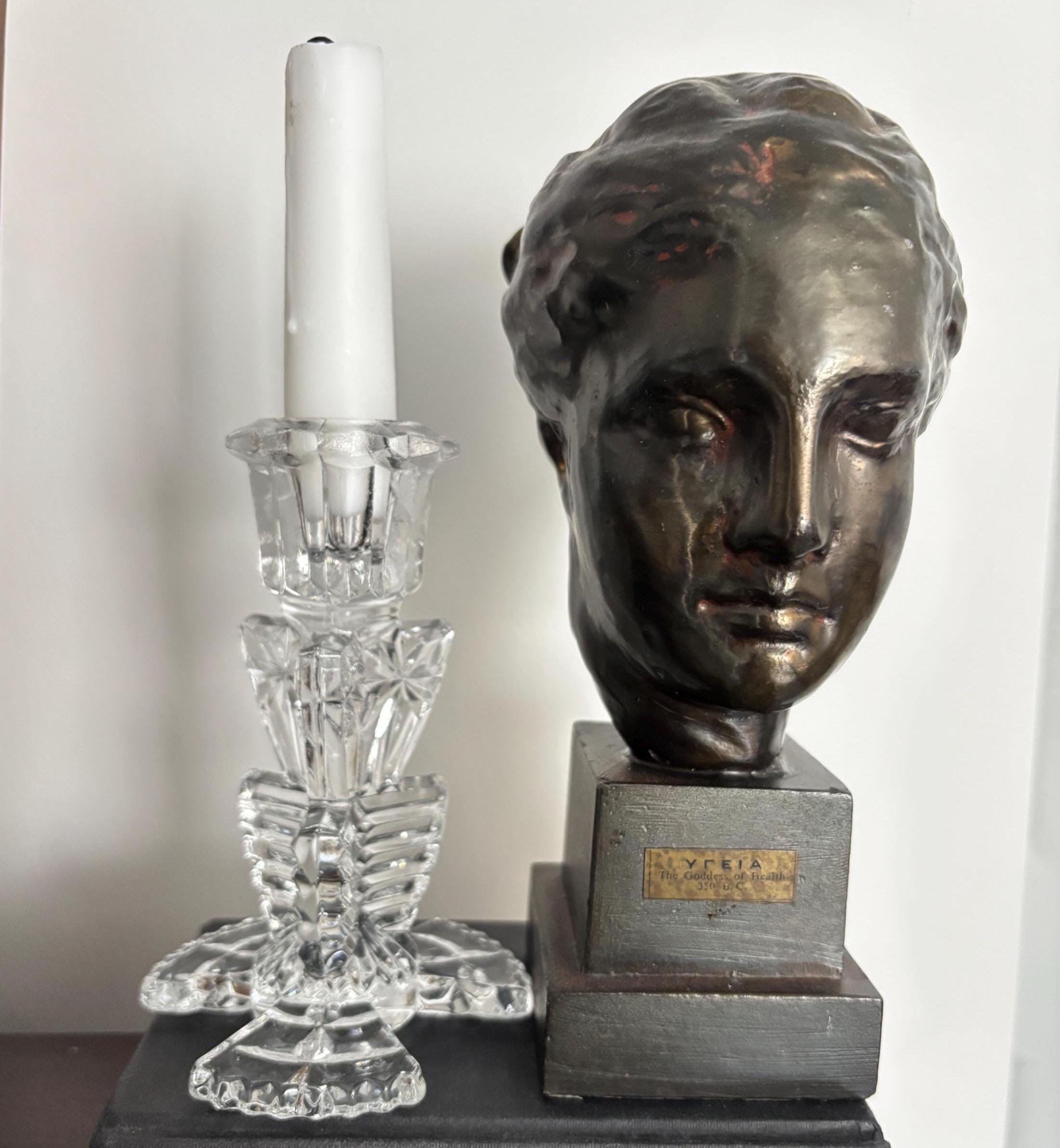 Vintage Art Deco Glass Candlestick: Bagley Duchess Design, 1930s Clear Glass