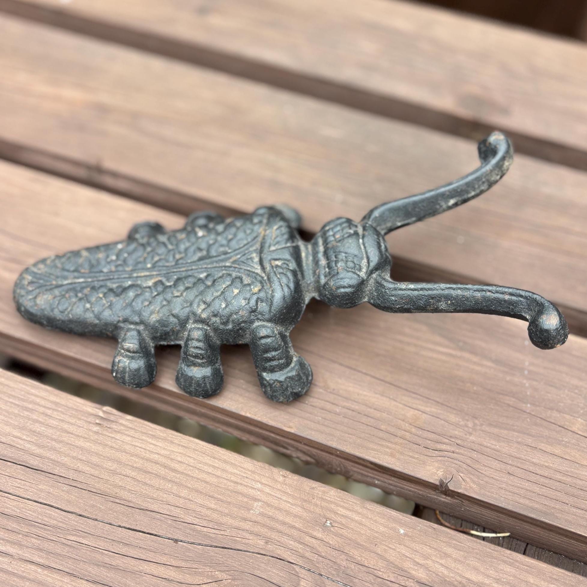 Vintage Cast Iron Beetle Boot Jack Rustic Garden Decor Doorstop Farmhouse Style