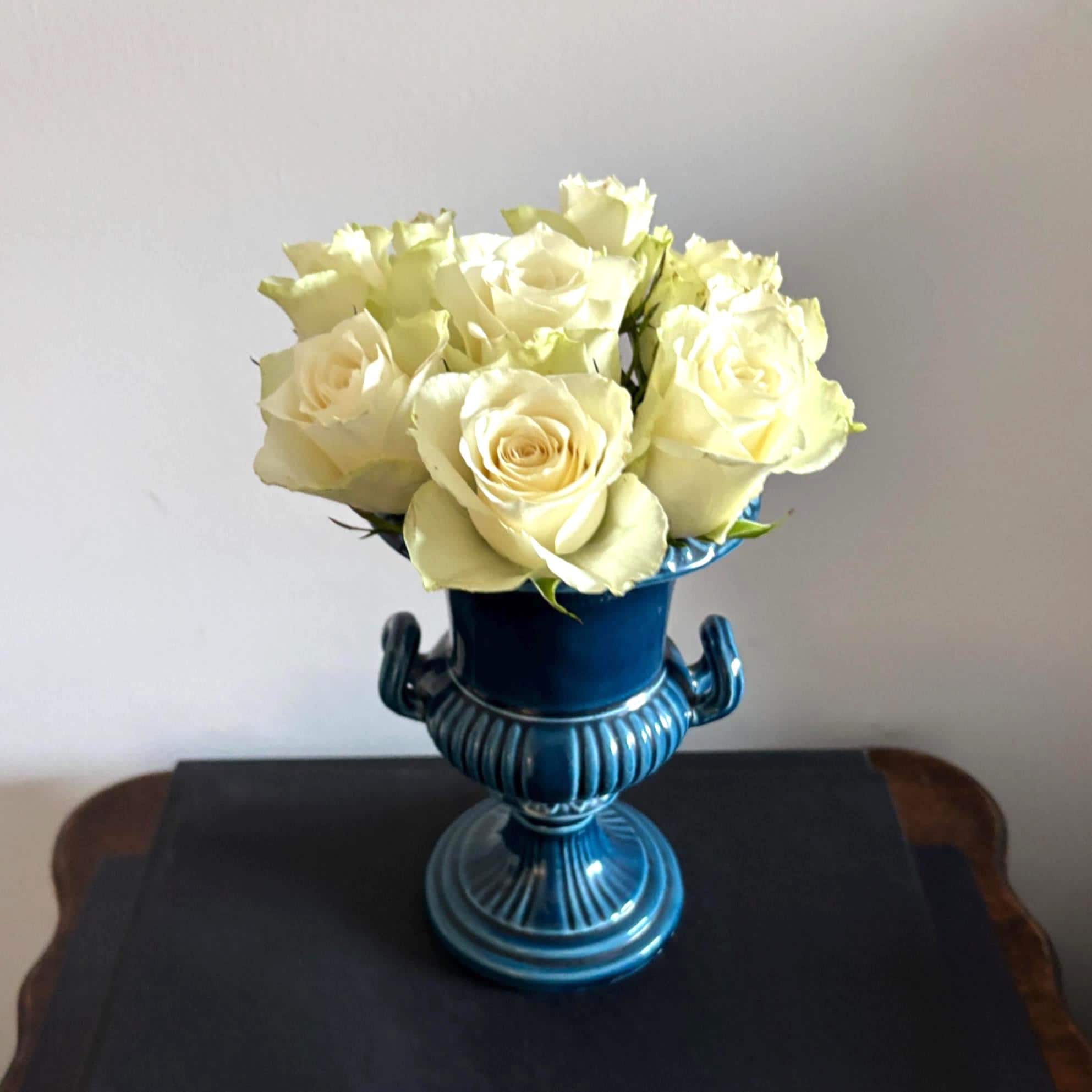 Vintage Dartmouth Pottery Blue Urn Vase: Mid-Century English Ceramic
