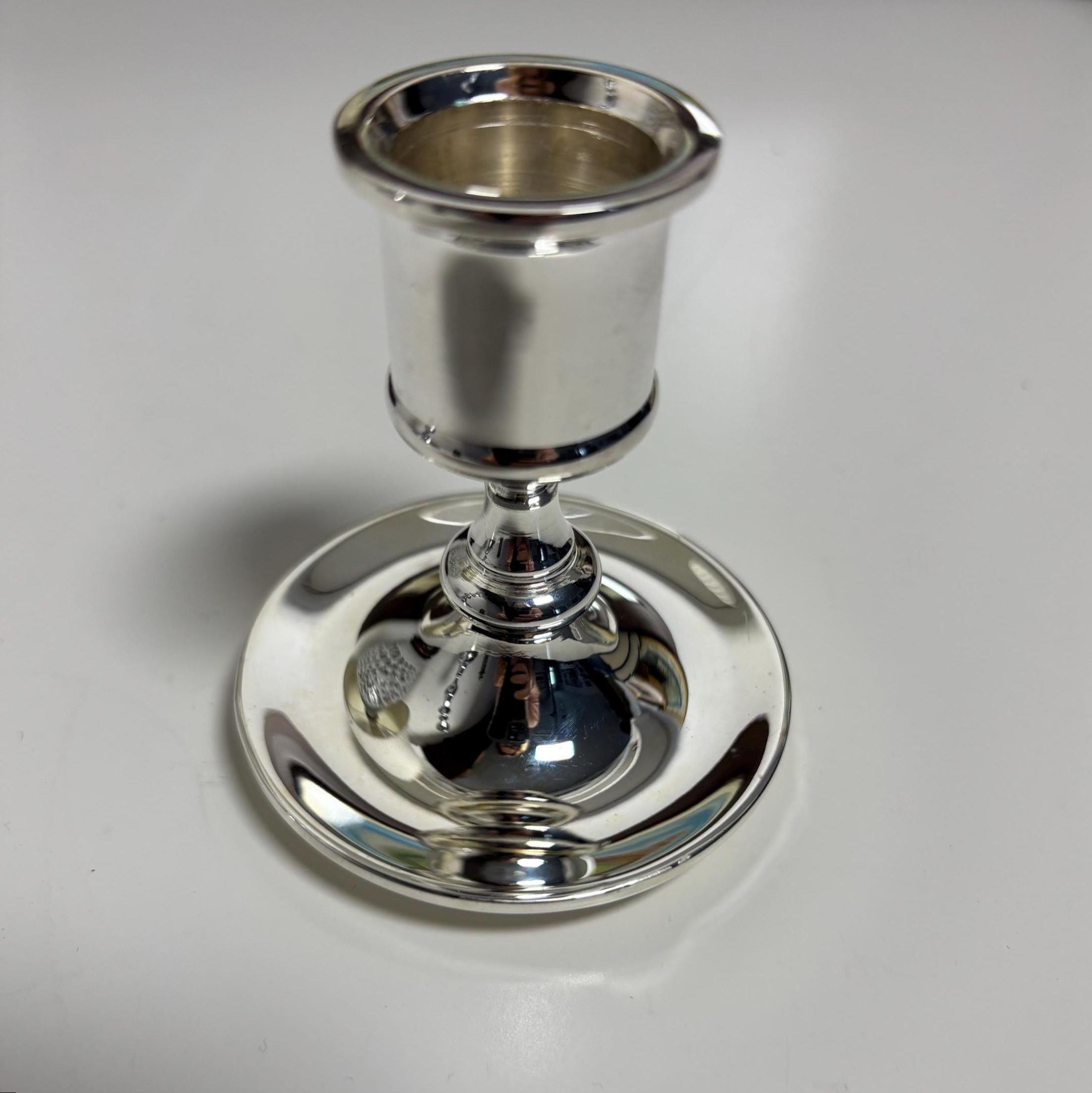 Vintage Chrome Candlestick Holder, Silver Tone Taper Candle Stick, Minimalist Modern Decor