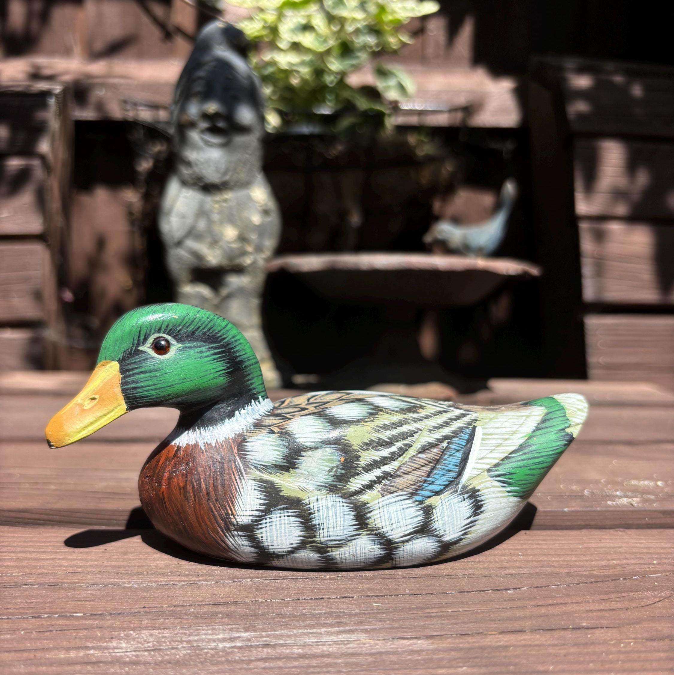 Vintage Hand Carved Mallard Duck Decoy | Hand Painted Wooden Bird Figure