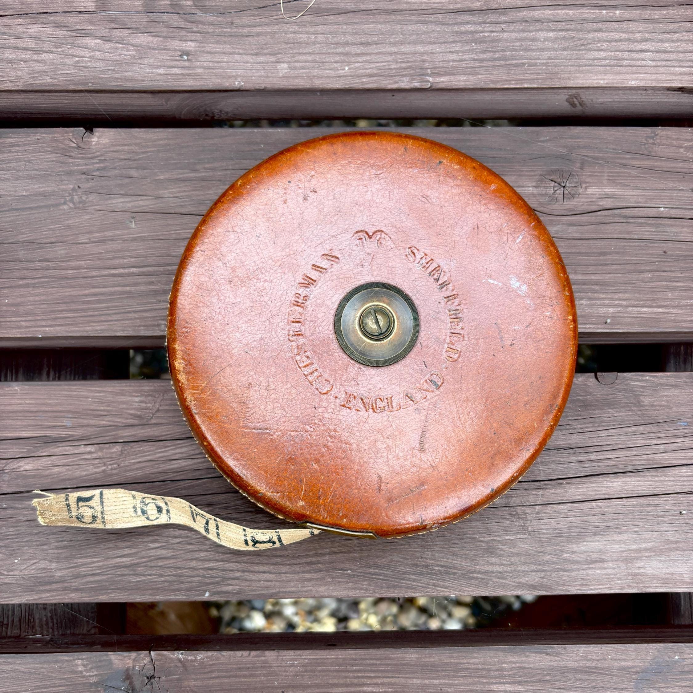 Vintage Chesterman 100ft Steel Tape Measure: Sheffield Leather Case