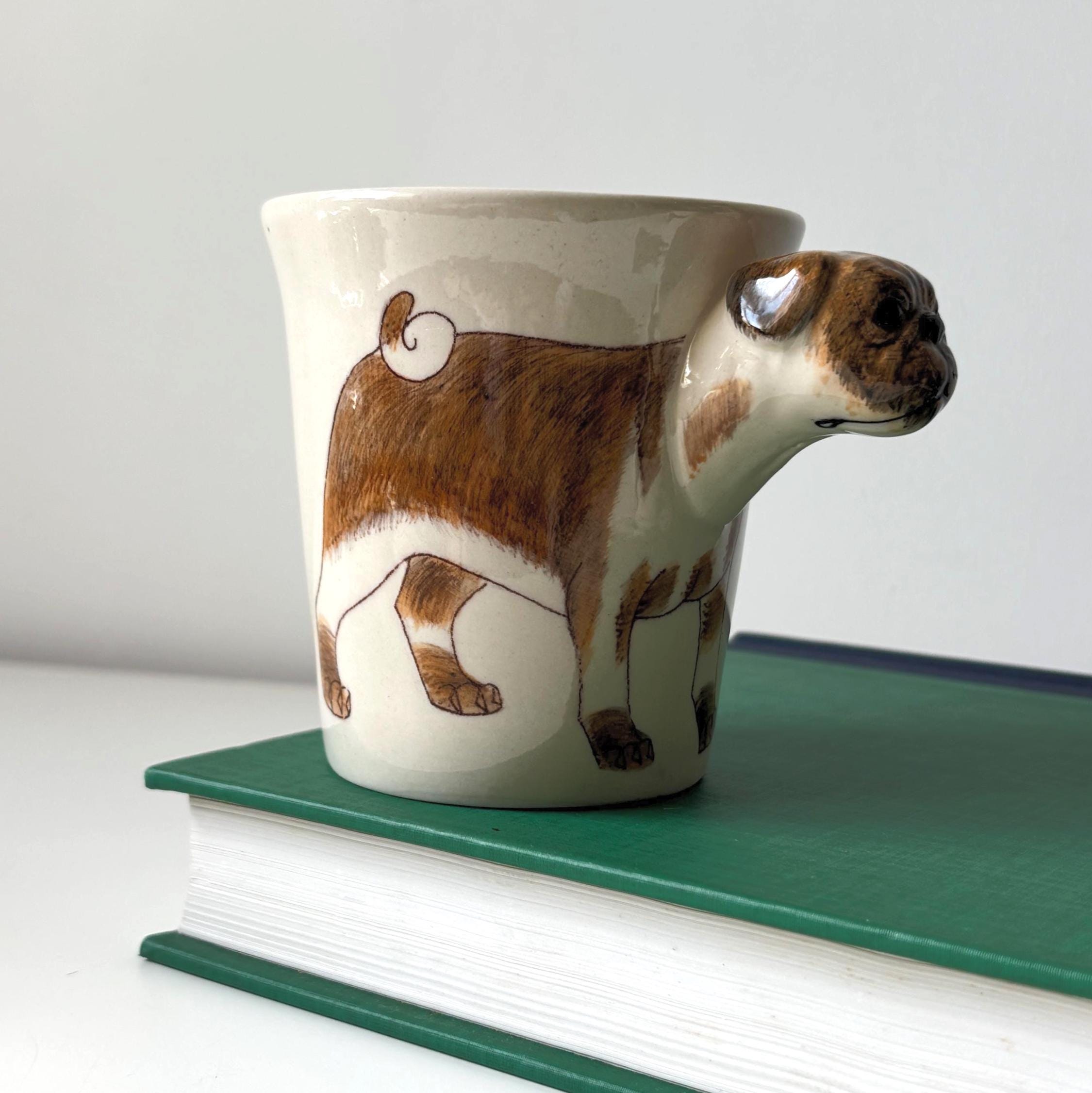 Hand Painted Pug Dog Mug Ceramic Pottery Novelty Cup England Gift