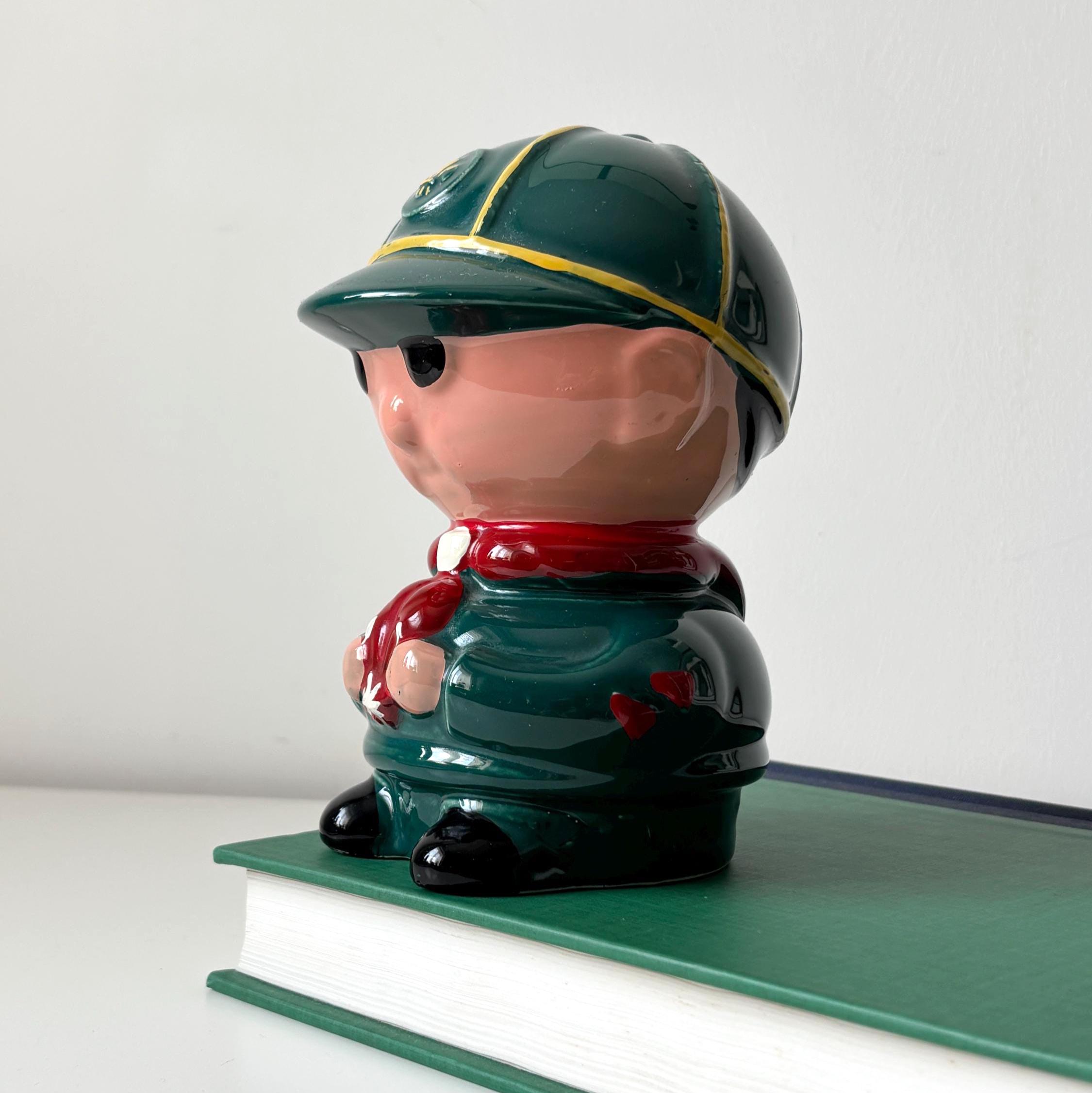 Vintage 1985 Hugh Taylor Scout Money Box Ceramic Piggy Bank Collectible Figure