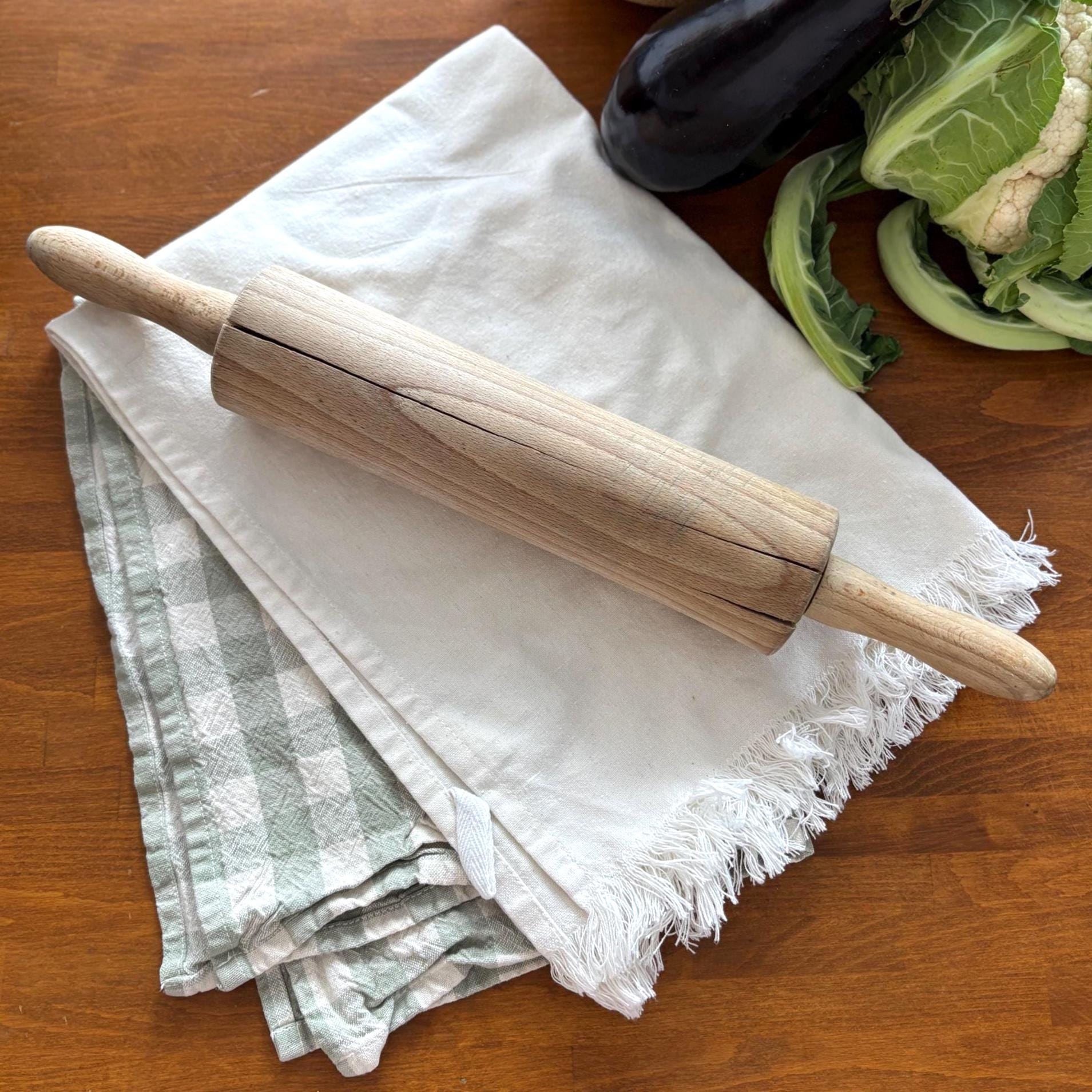 Vintage Wooden Rolling Pin Rustic Kitchen Decor Farmhouse Baking Prop Aged Wood