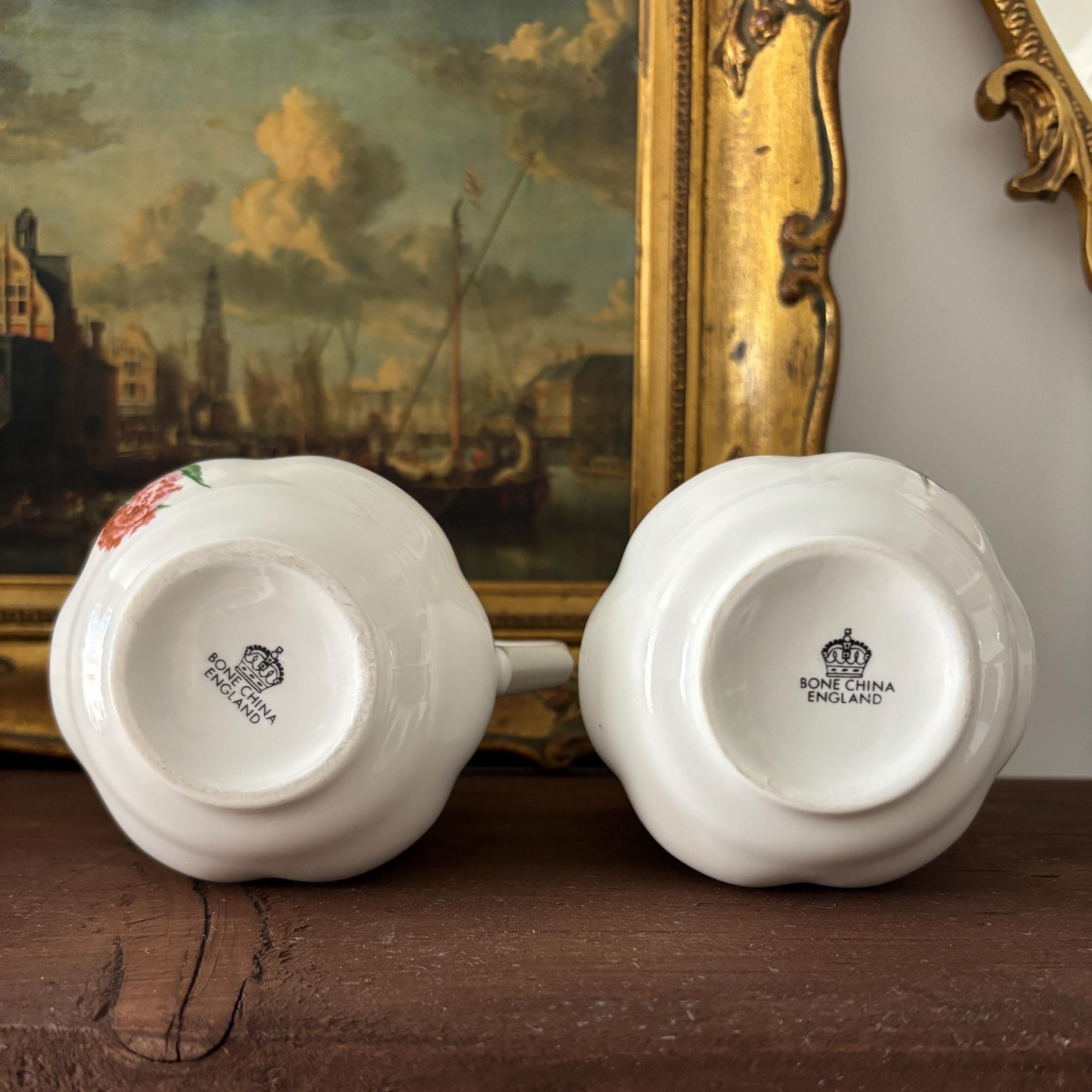 Vintage Bone China Bird Mugs Pair England Goldfinch Robin Tea Coffee Cups