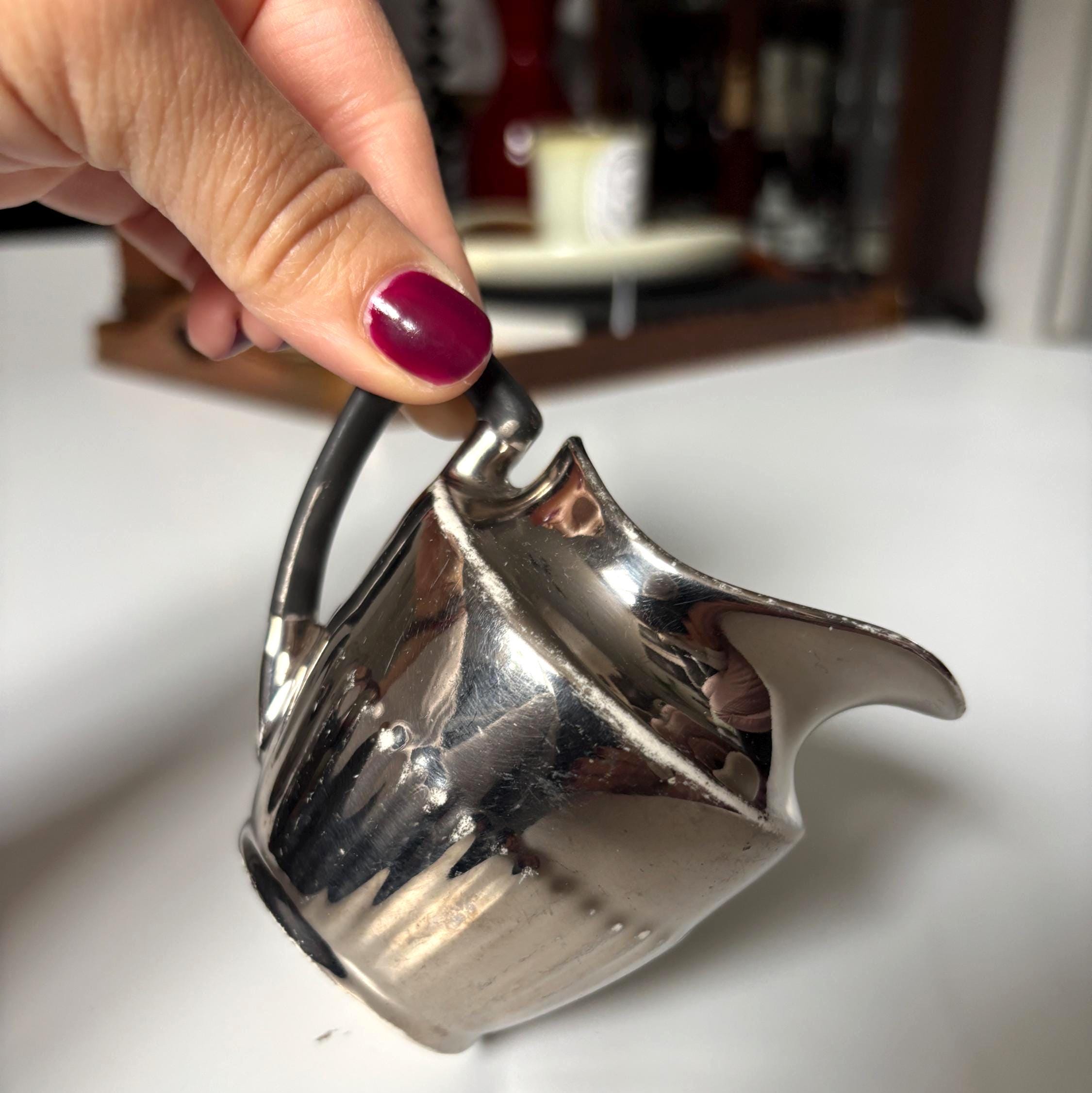 Vintage Devon Ware Fieldings Silver Lustre Cream Jug Art Deco Milk Pitcher England