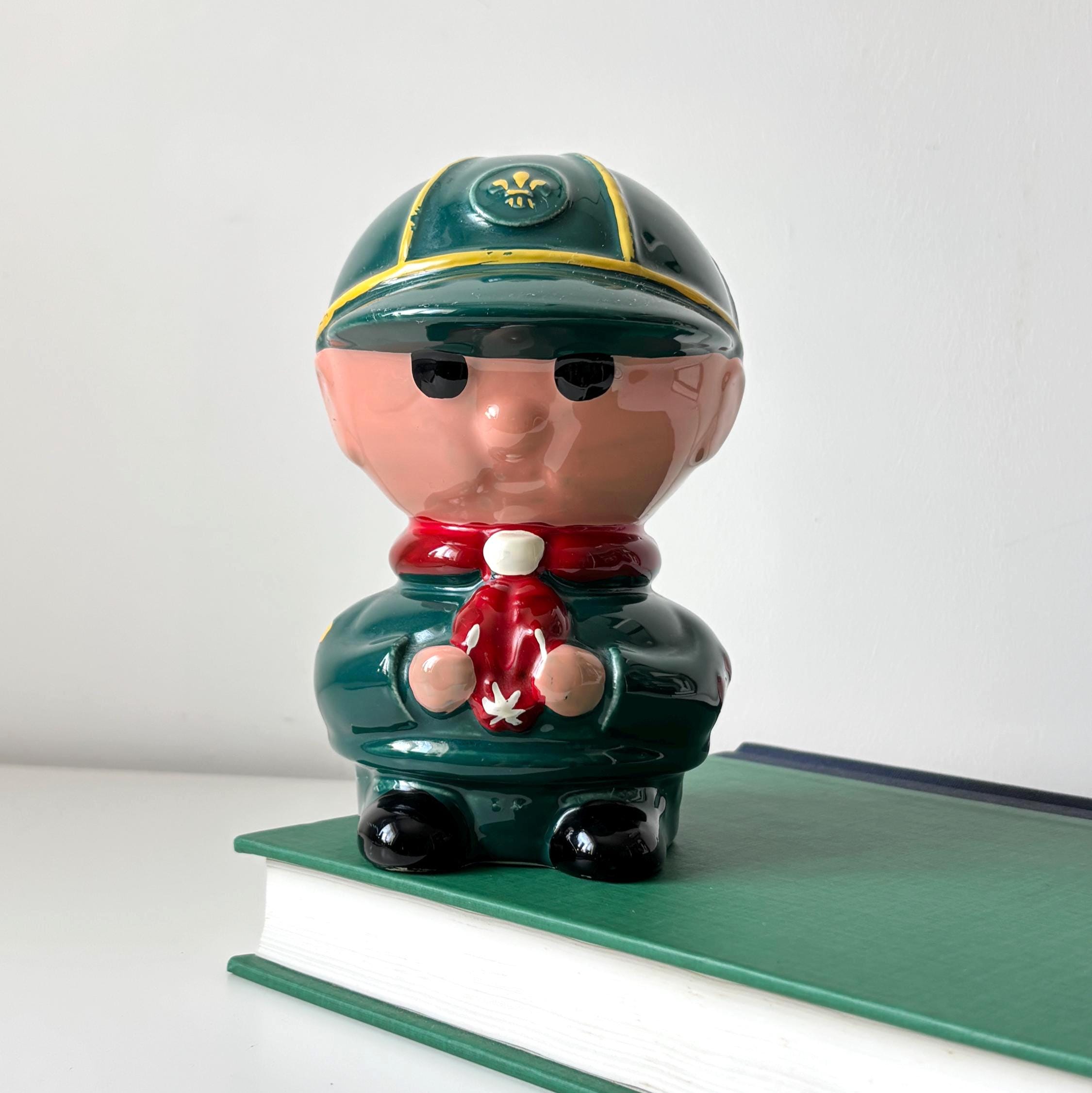 Vintage 1985 Hugh Taylor Scout Money Box Ceramic Piggy Bank Collectible Figure