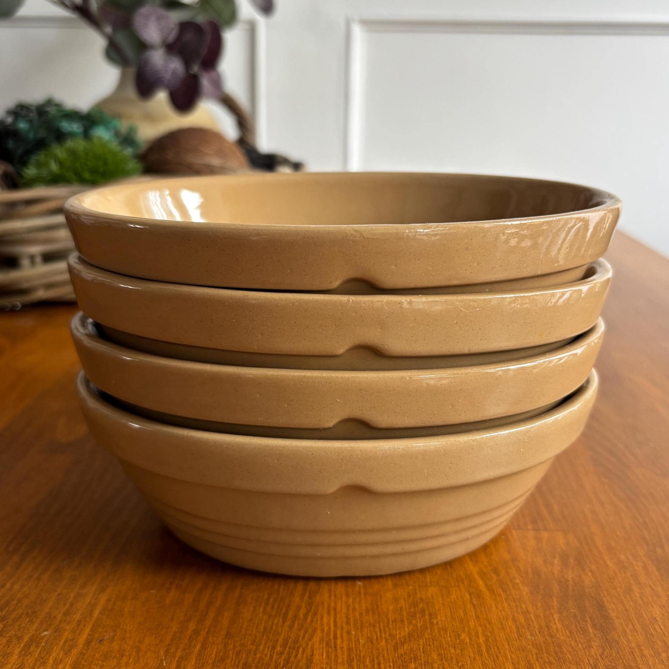 Vintage Mason Cash No.3 Oval Baking Dishes Set of 4 English Stoneware Cane Glaze