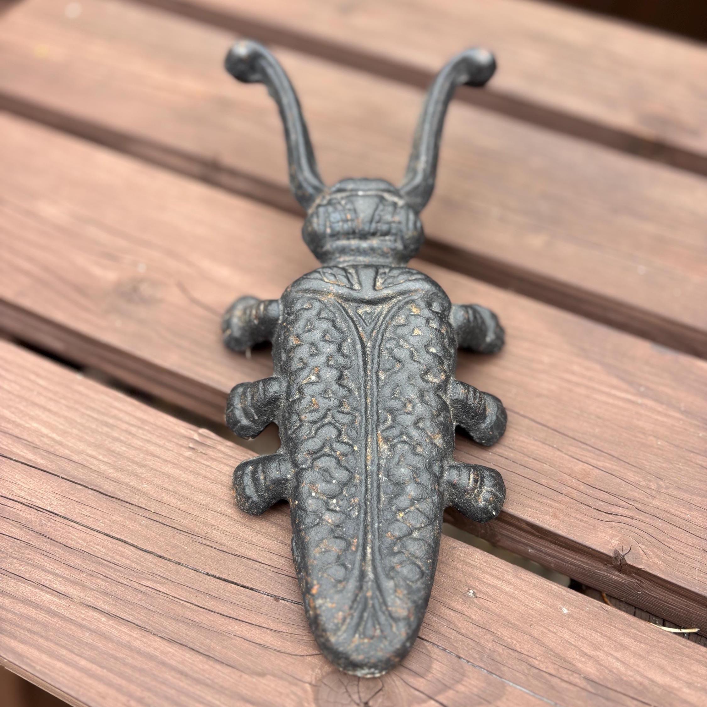 Vintage Cast Iron Beetle Boot Jack Rustic Garden Decor Doorstop Farmhouse Style