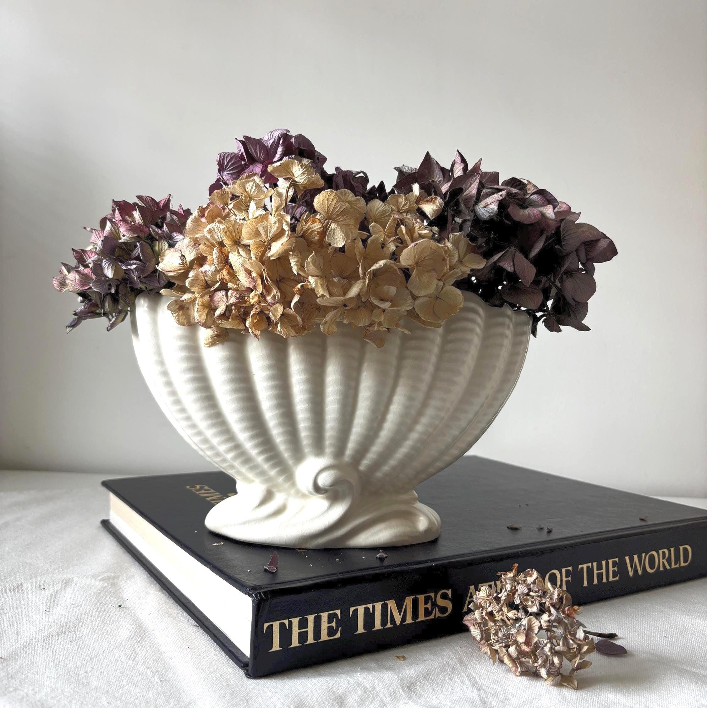 Vintage SylvaC 513 Ceramic Shell Mantel Vase Crackle Glaze Planter England