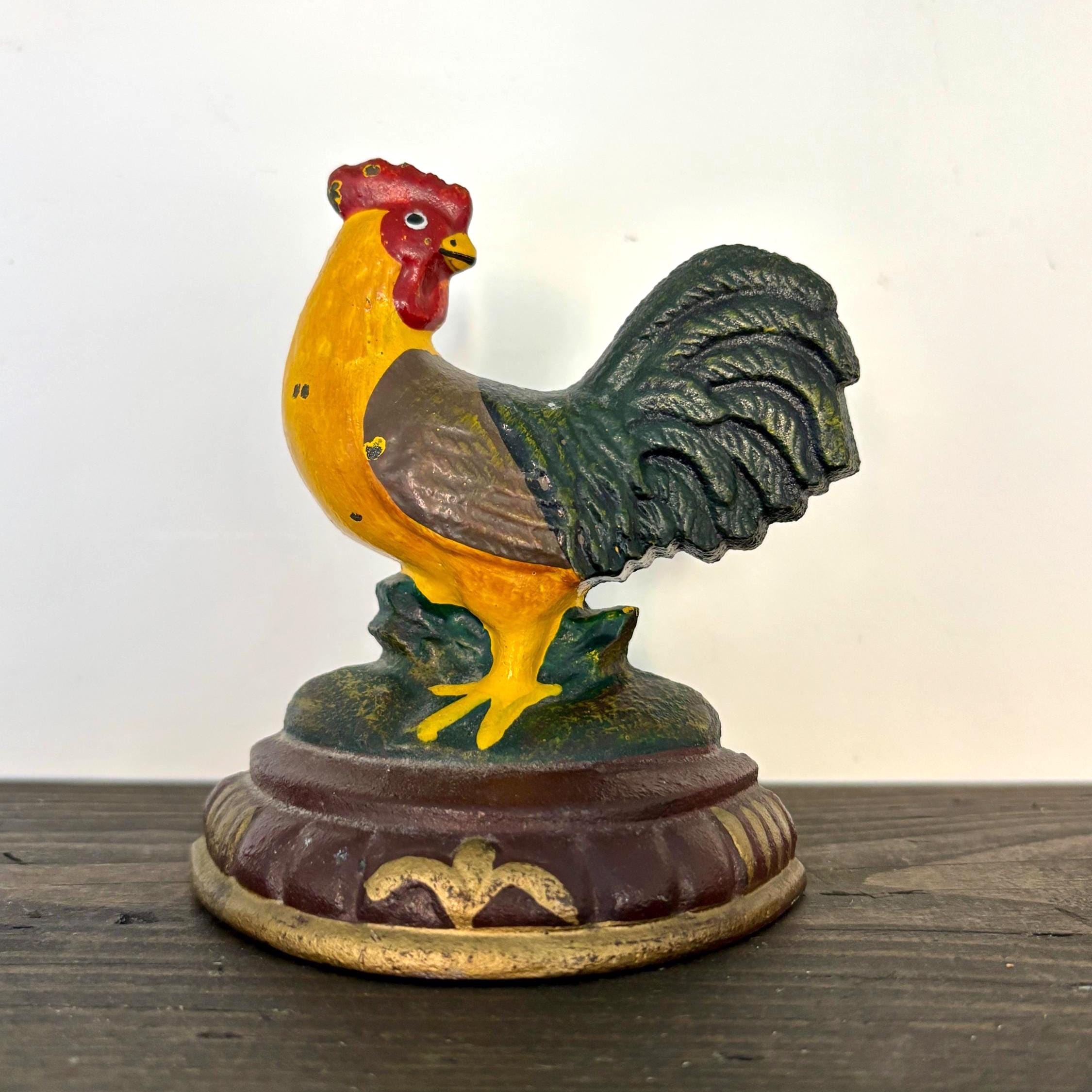 Cast Iron Rooster Doorstop, Vintage Farmhouse Kitchen Decor, Chicken Figurine, Rustic Home Accent