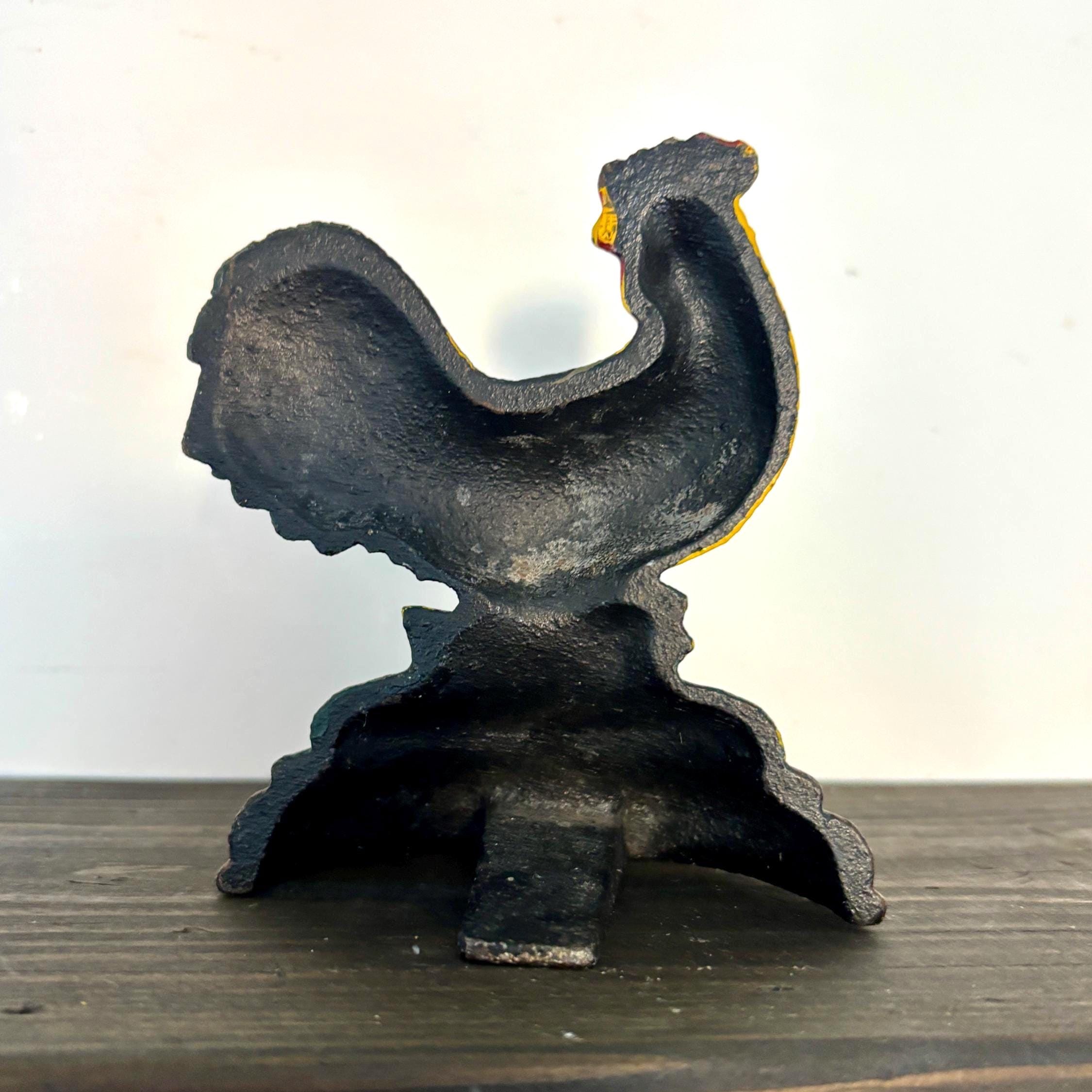 Cast Iron Rooster Doorstop, Vintage Farmhouse Kitchen Decor, Chicken Figurine, Rustic Home Accent