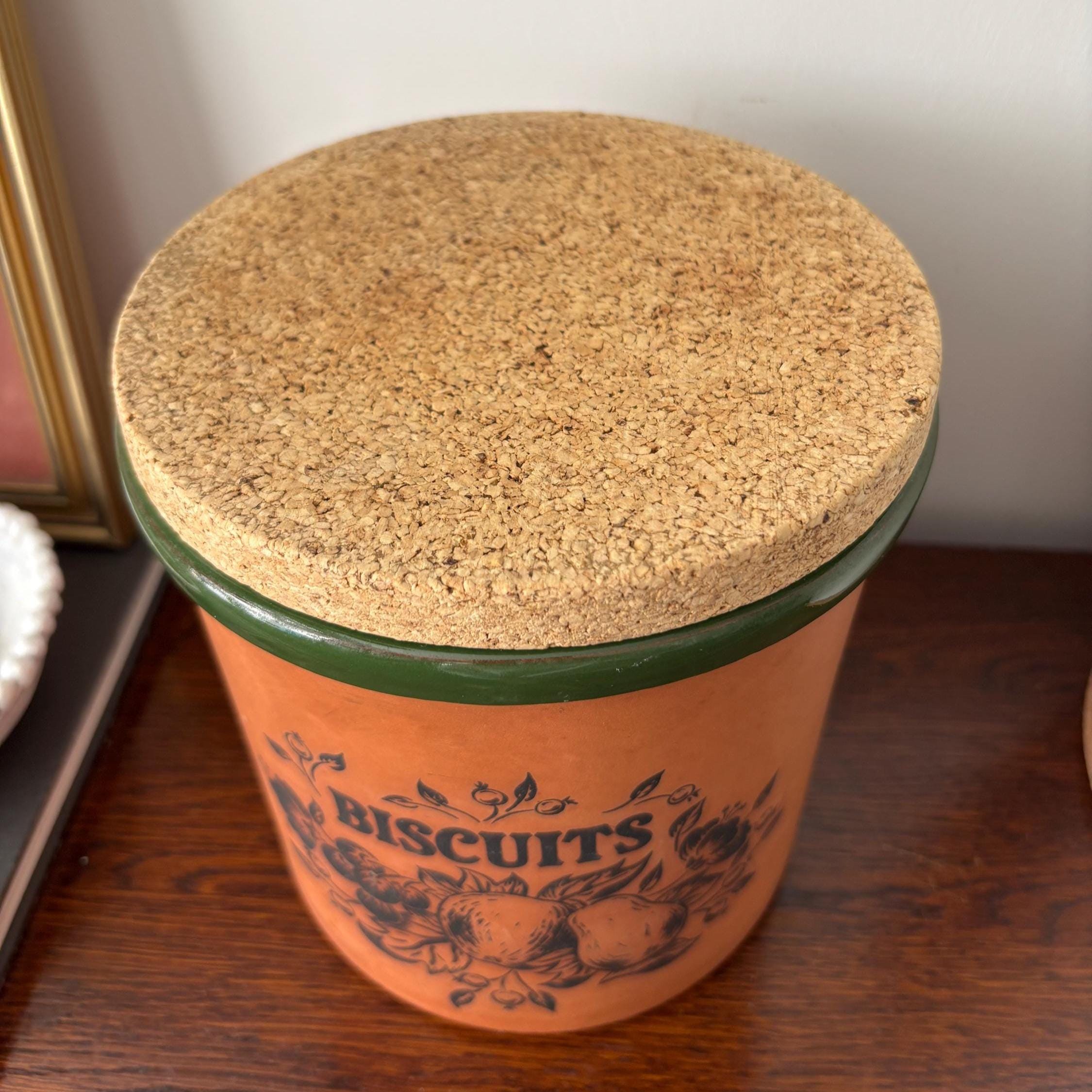 Large Vintage Terracotta Biscuit Jar Ceramic Kitchen Storage Canister Rustic Farmhouse Decor Container Pot