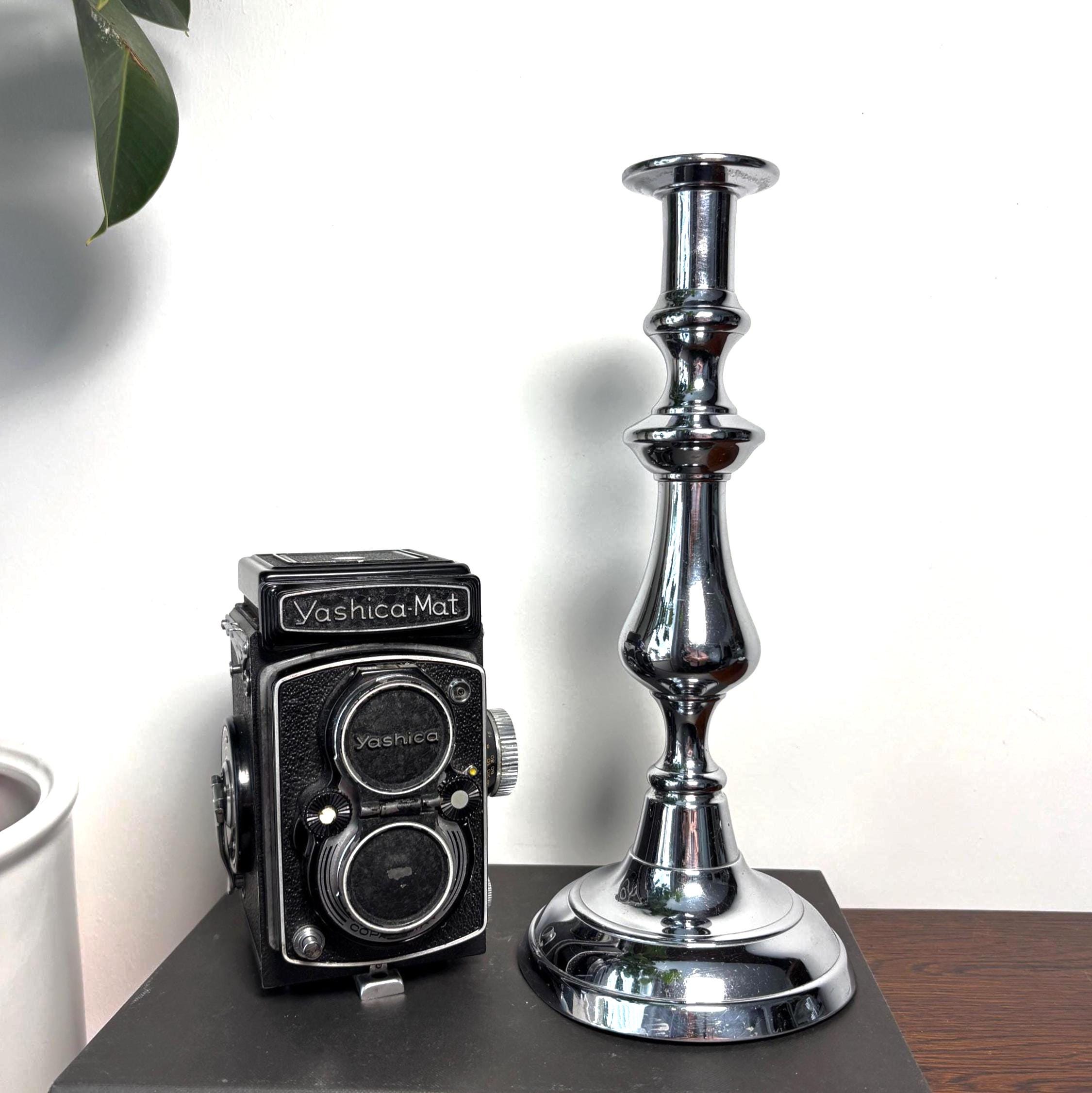Polished Chrome Baluster Candlestick | Heavy Hotel Style