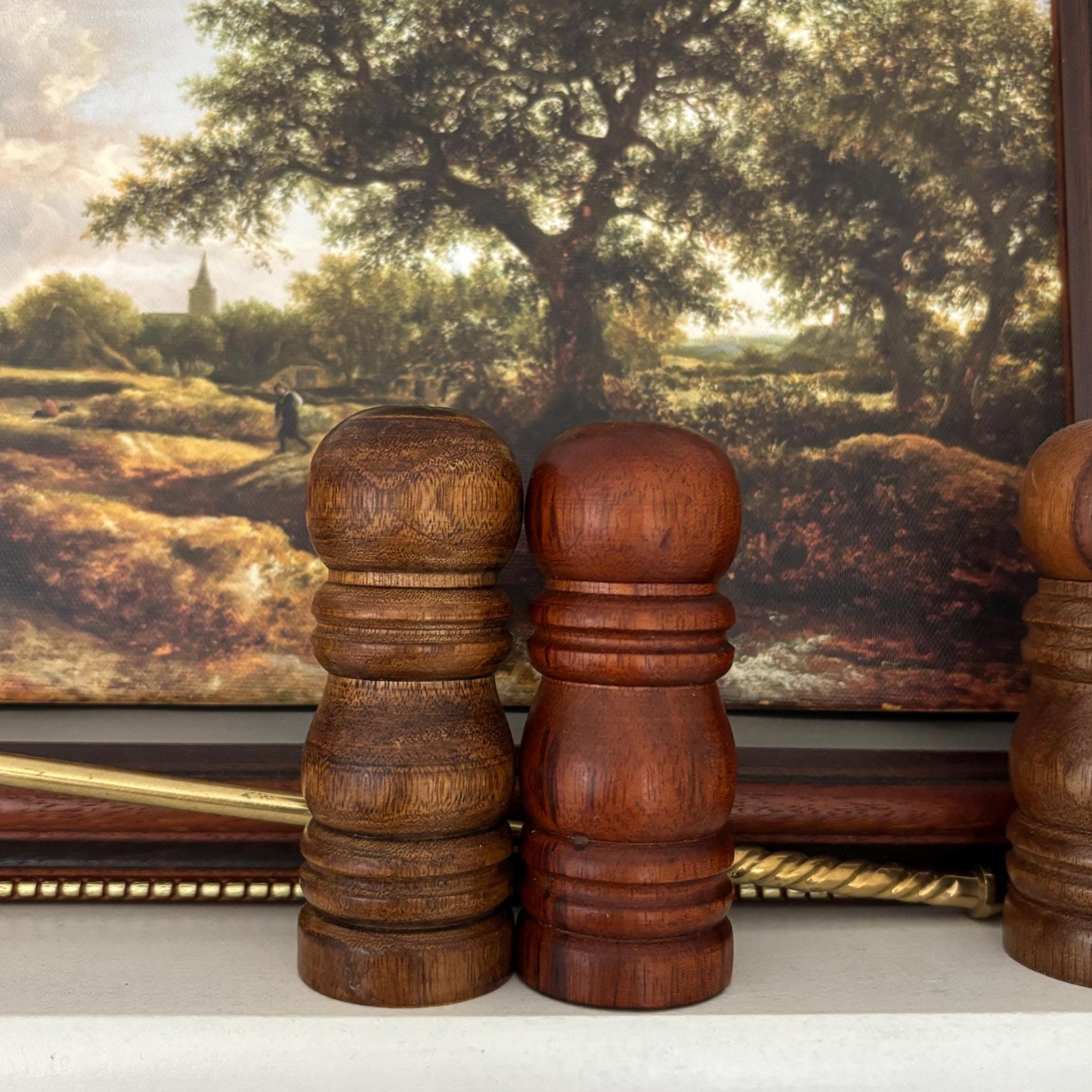 Vintage Mini Wooden Salt & Pepper Shakers | Turned Wood Table Set