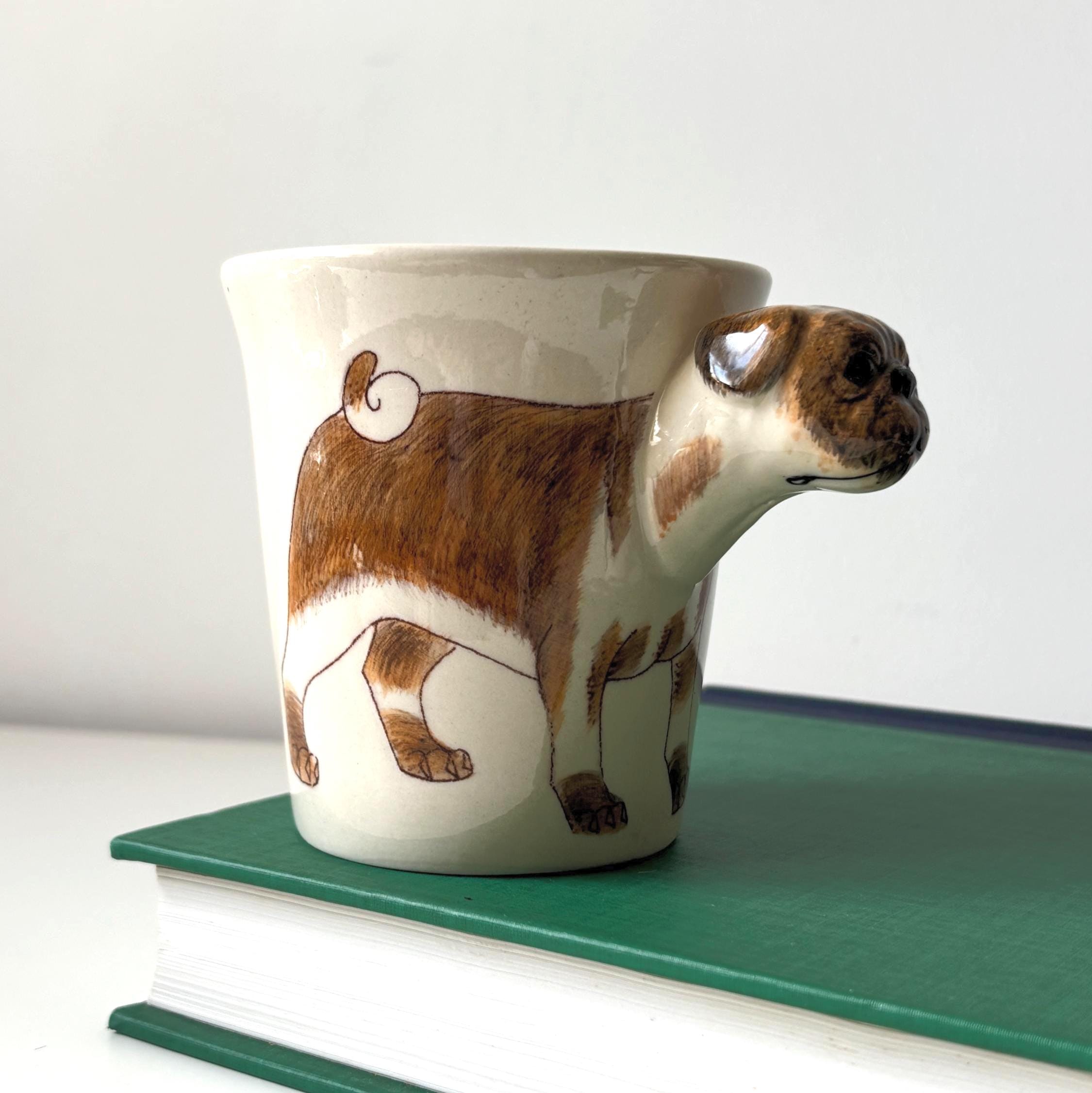 Hand Painted Pug Dog Mug Ceramic Pottery Novelty Cup England Gift