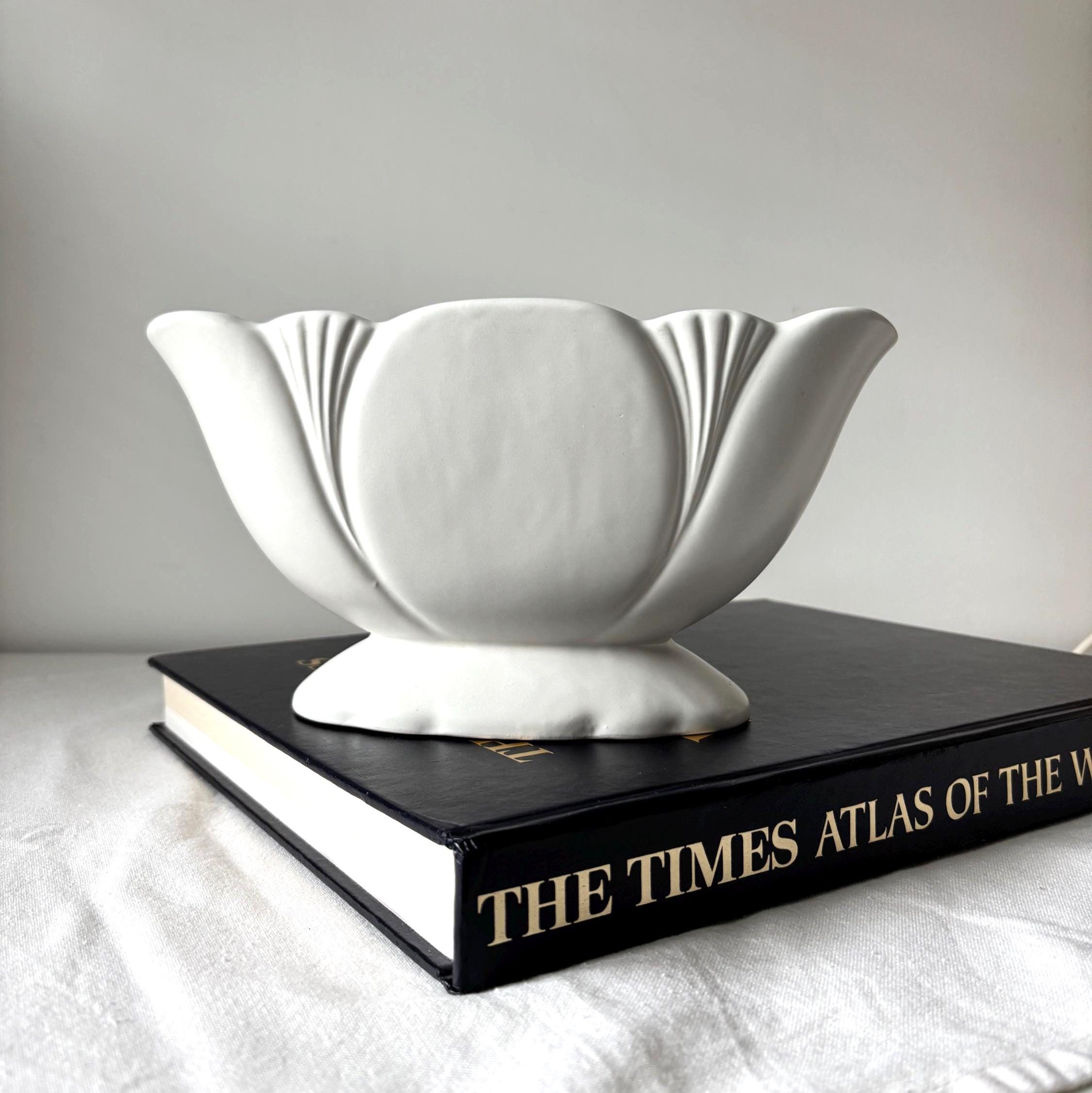 Vintage Dartmouth Pottery White Tulip Vase Planter Mid Century England