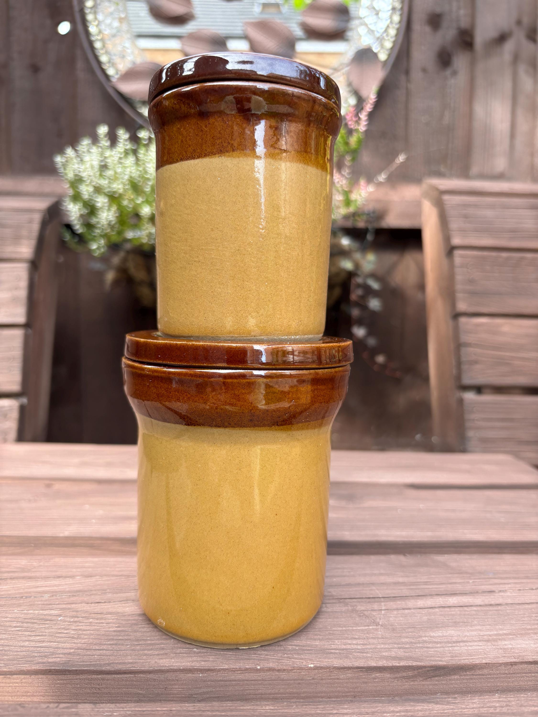 Vintage Parsons Stoneware Kitchen Canister | England, Brown Glazed Crock