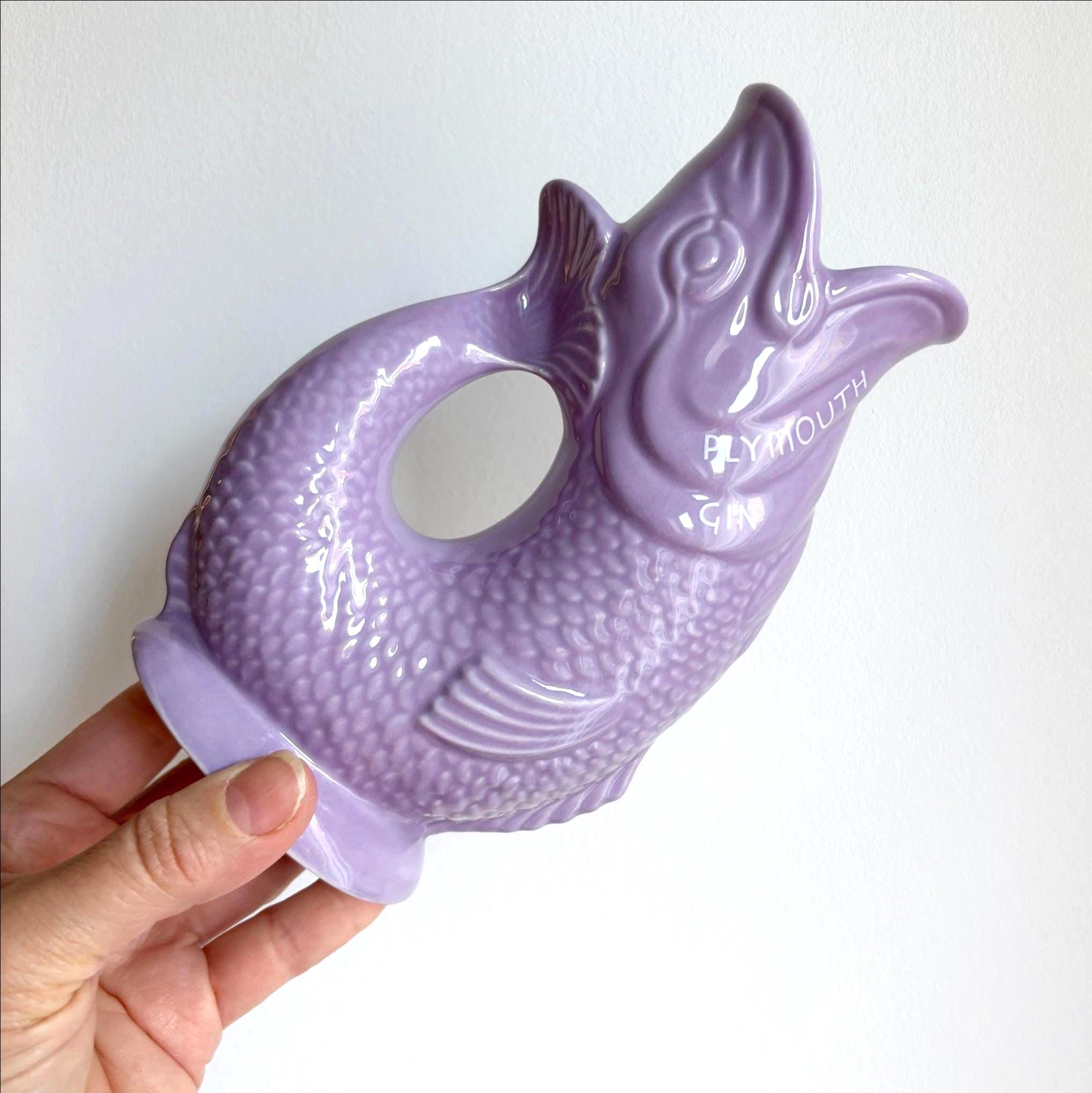 Vintage Wade Plymouth Gin Purple Fish Jug Gurgle Pitcher