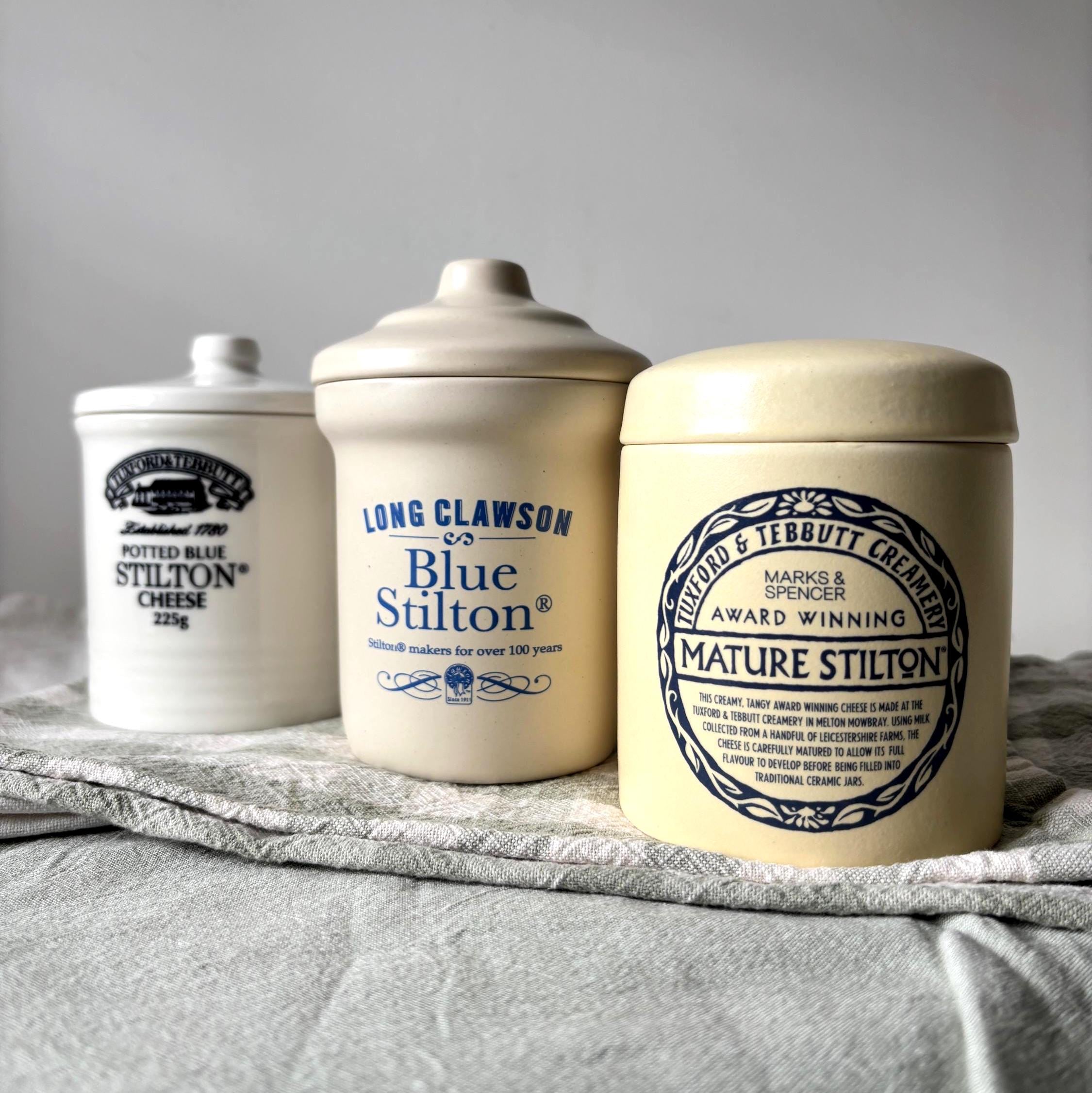 Vintage English Stilton Cheese Jars Set Farmhouse Pottery Kitchenalia Pantry Storage Decor