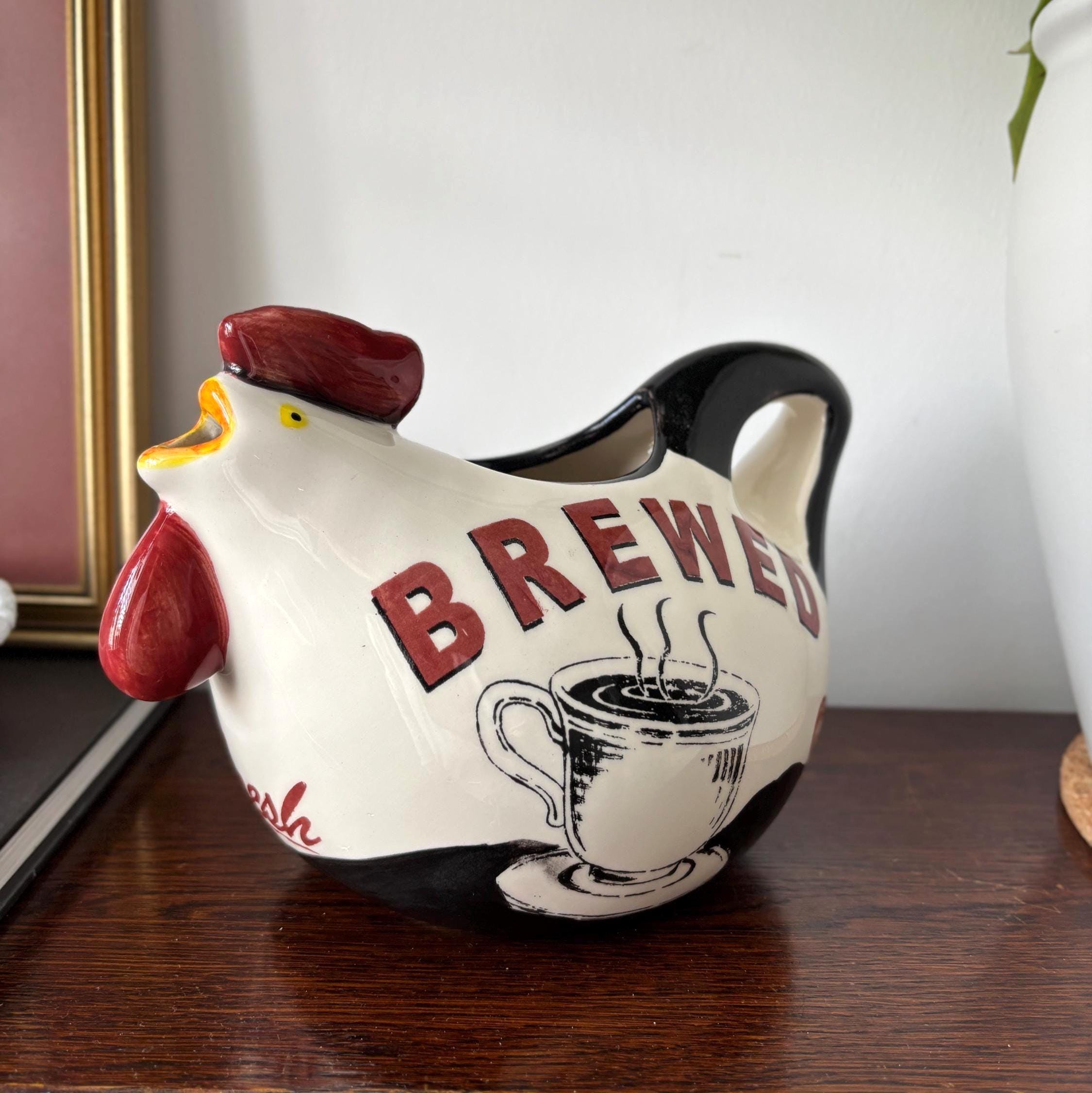 Vintage Chicken Creamer Jug Cafe Nostalgia Hand Painted Farmhouse Kitchen Decor Gift