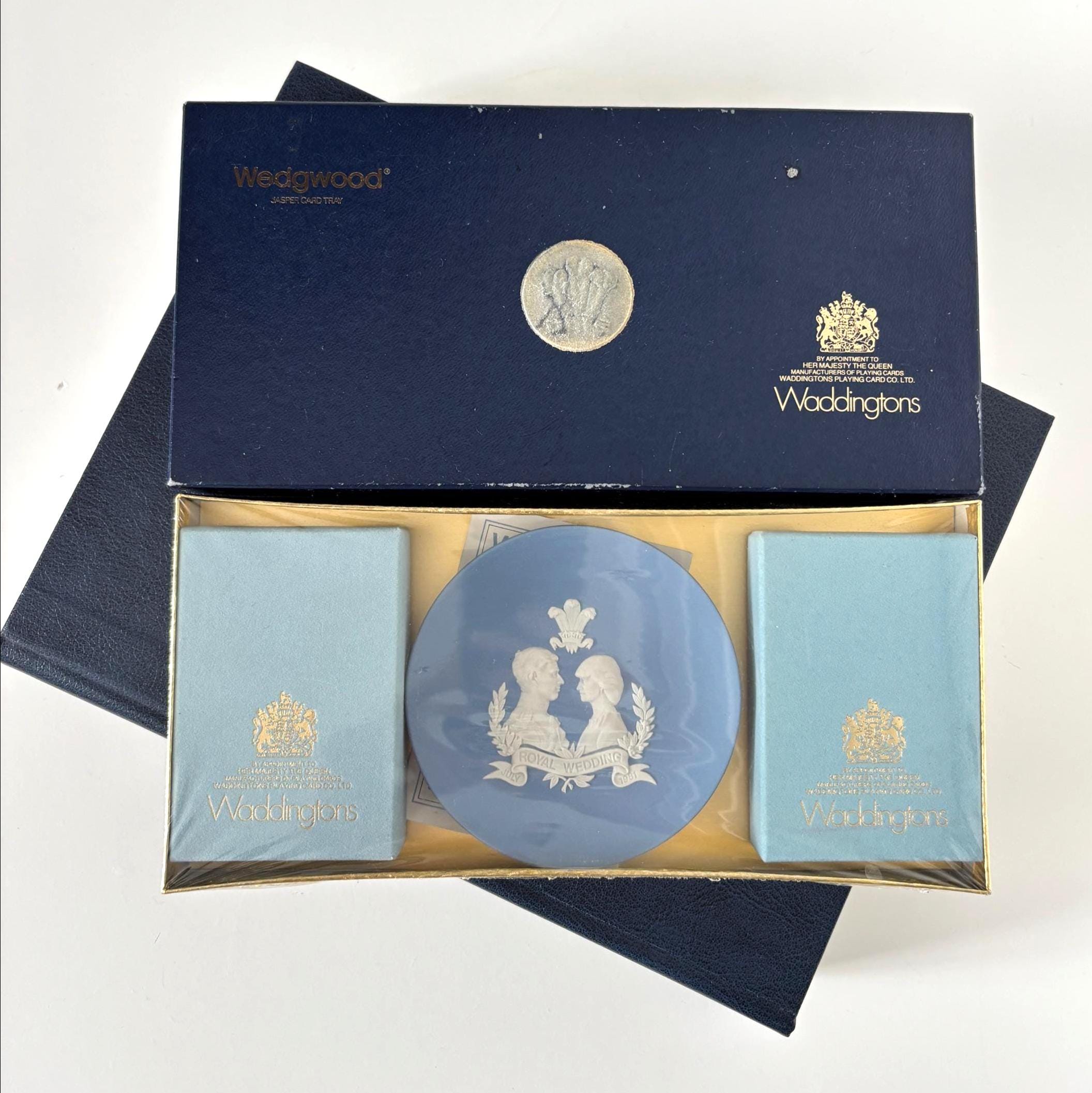 Vintage Wedgwood Jasperware Royal Wedding Card Set Waddingtons Playing Cards Boxed Charles Diana Gift