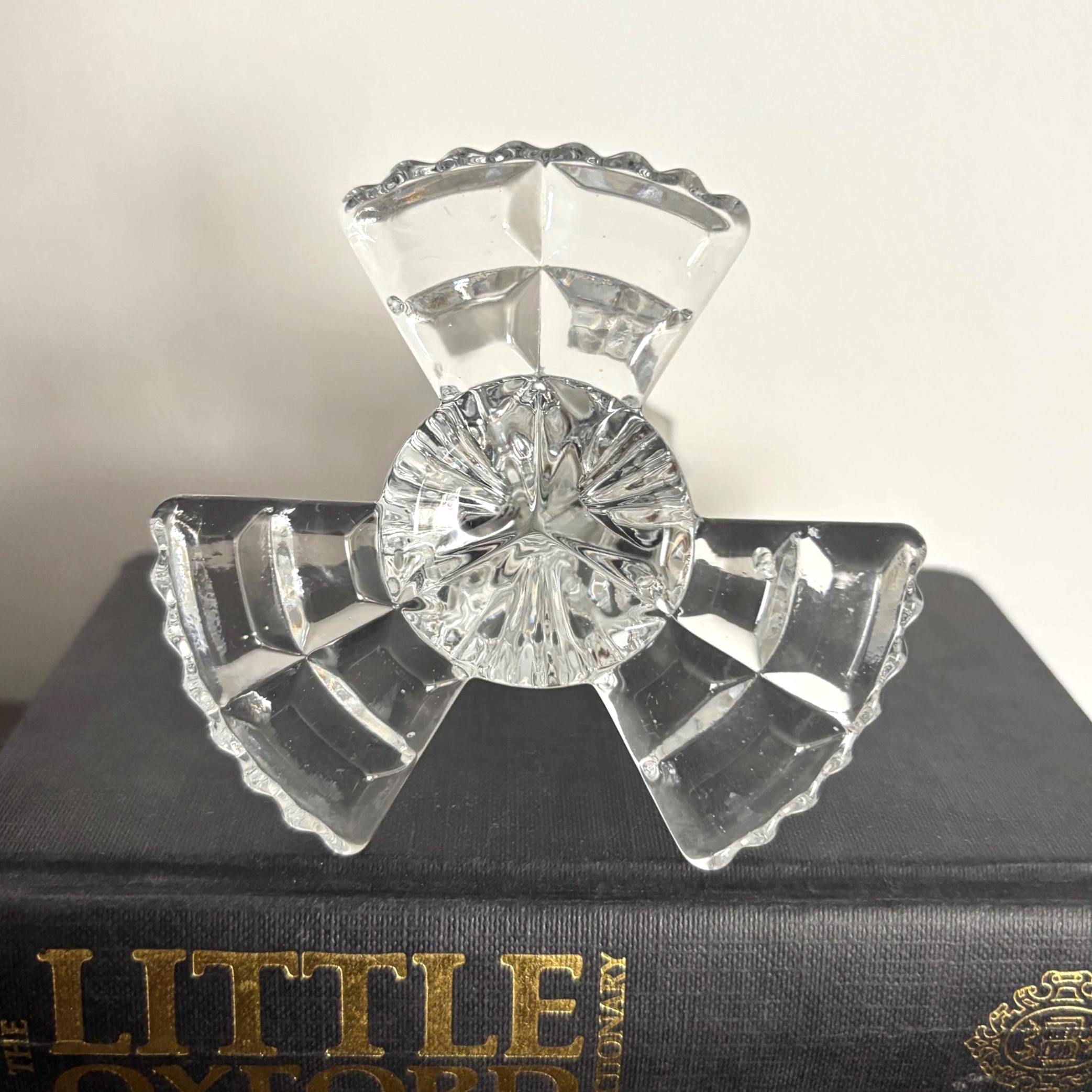 Vintage Art Deco Glass Candlestick: Bagley Duchess Design, 1930s Clear Glass