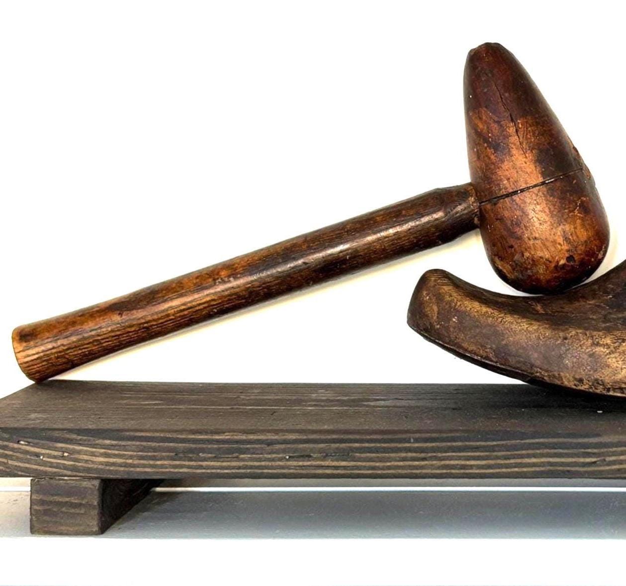 Vintage Lead-Dressing “Bossing” Mallet | Pear-Shaped Wooden Head | Roofer/Plumber Tool