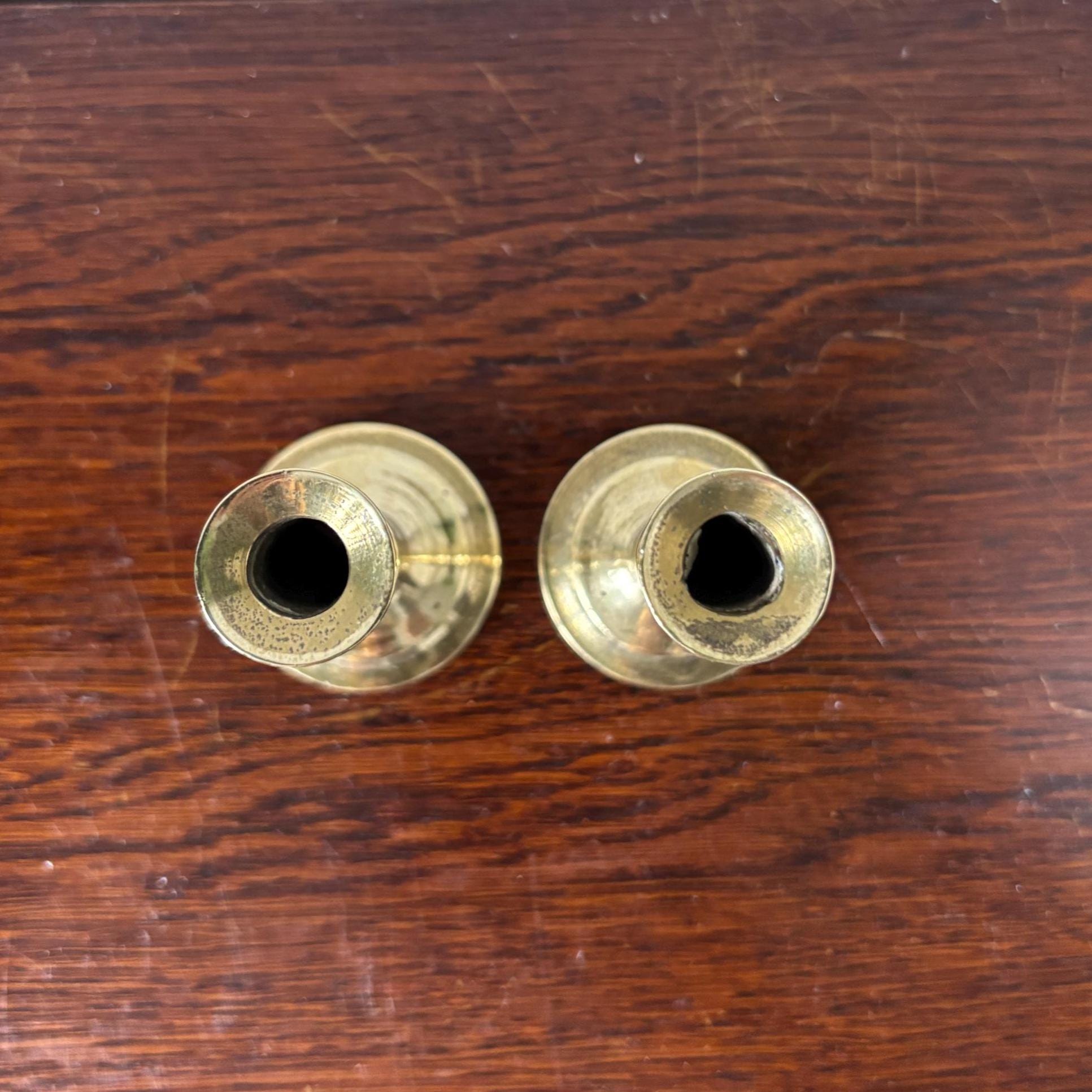 Pair Miniature Brass Candlesticks 7.5cm Small Taper Candle Holders Vintage Decor