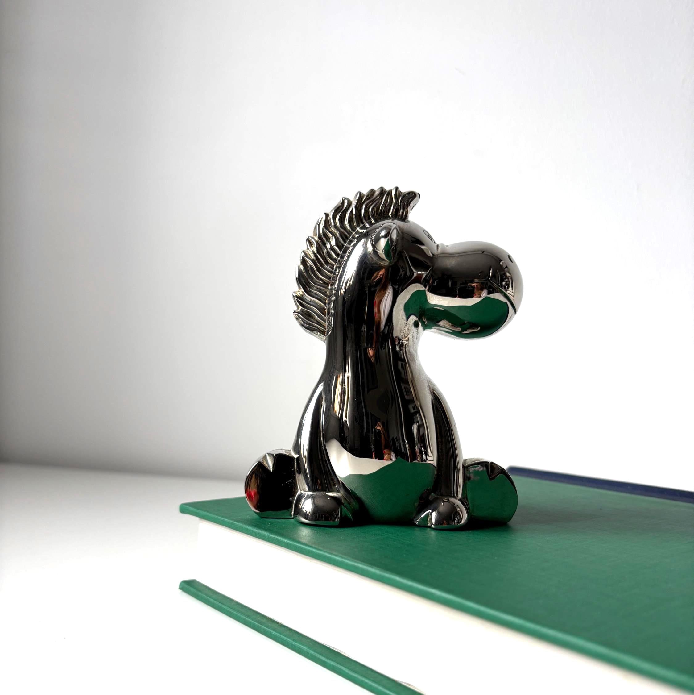 Vintage Silver Plated Horse Money Box Novelty Piggy Bank Animal Savings Ornament