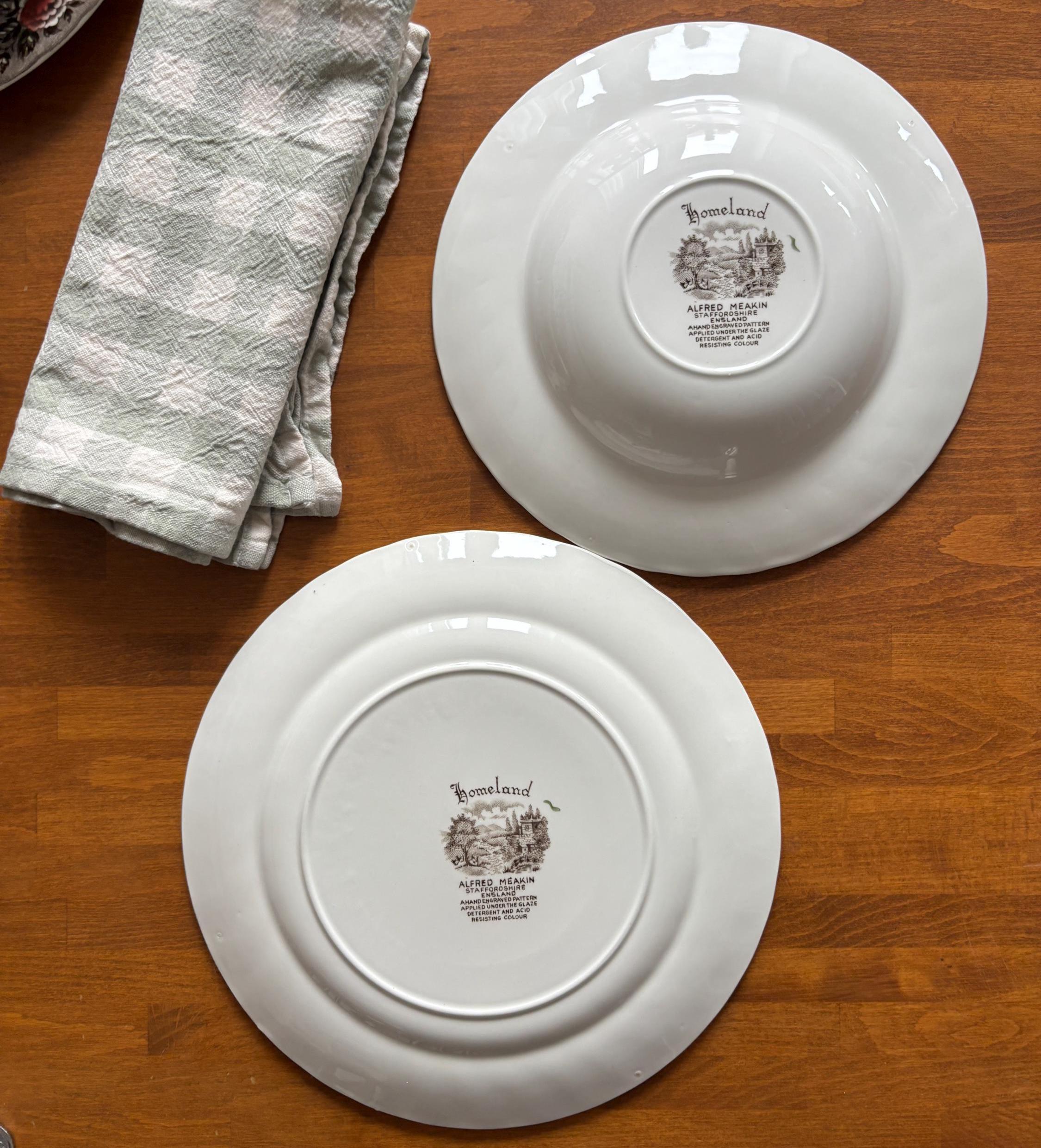 Vintage Alfred Meakin Homeland Dinner Set 4 Plates Bowls Cottage Farmhouse England
