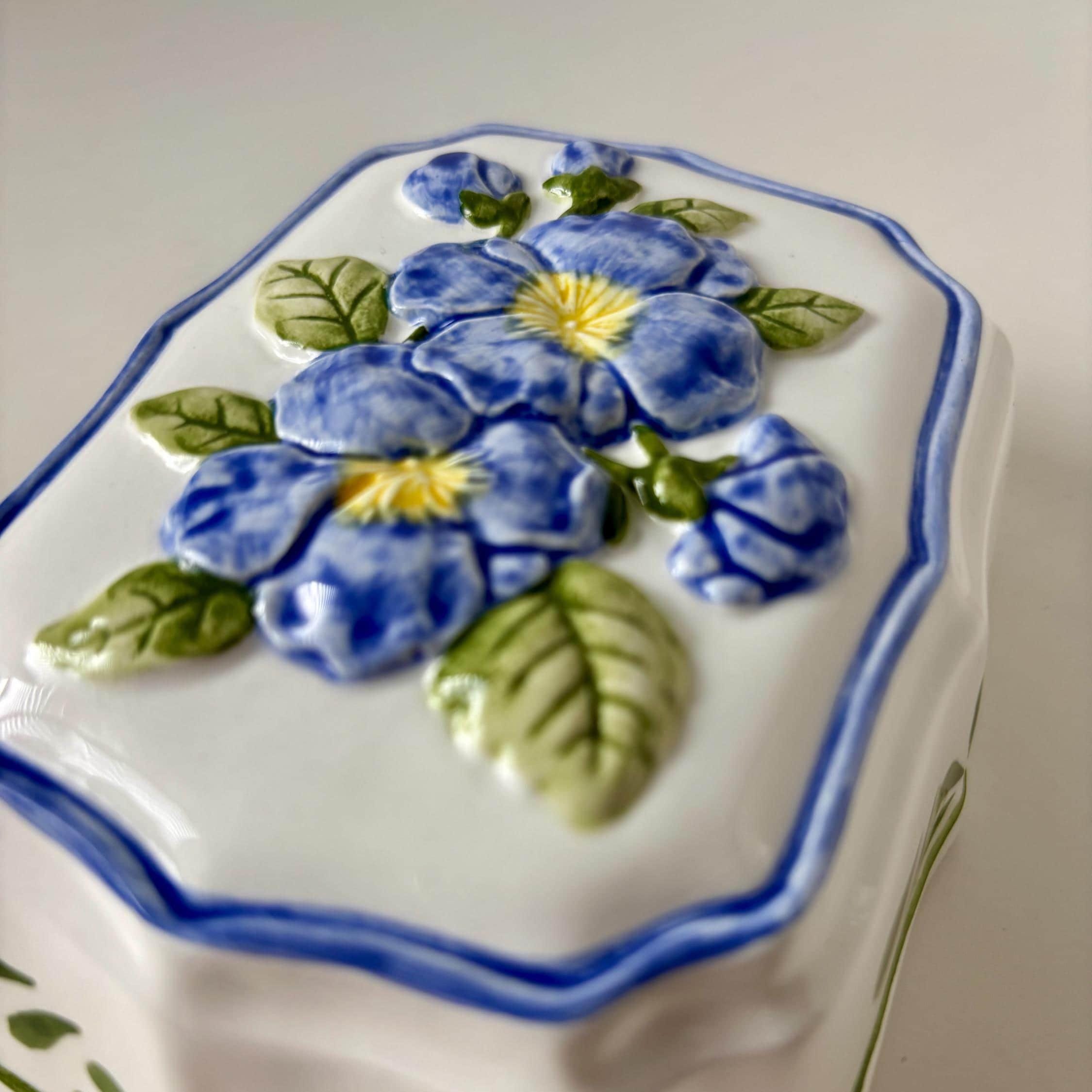 Vintage Floral Ceramic Jelly Moulds, Cottage Kitchen Wall Decor, Set of 3