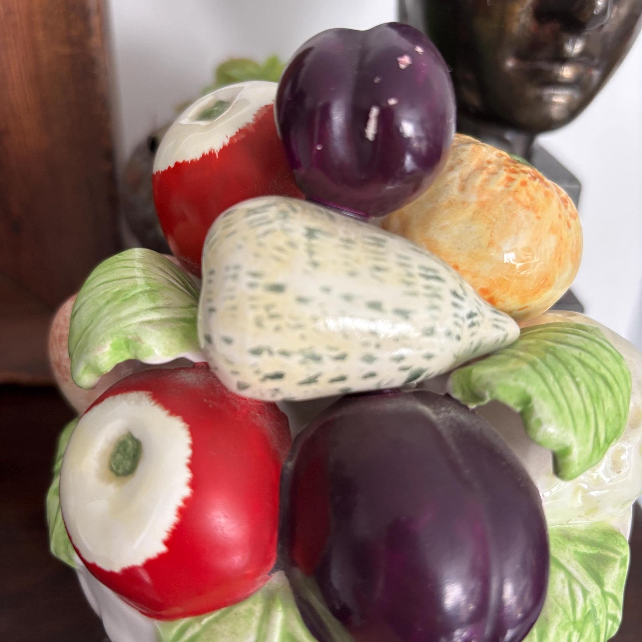 Vintage Leonardo Ceramic Fruit Compote | Hand-Painted Decorative Pedestal Bowl | Capodimonte Style Centrepiece