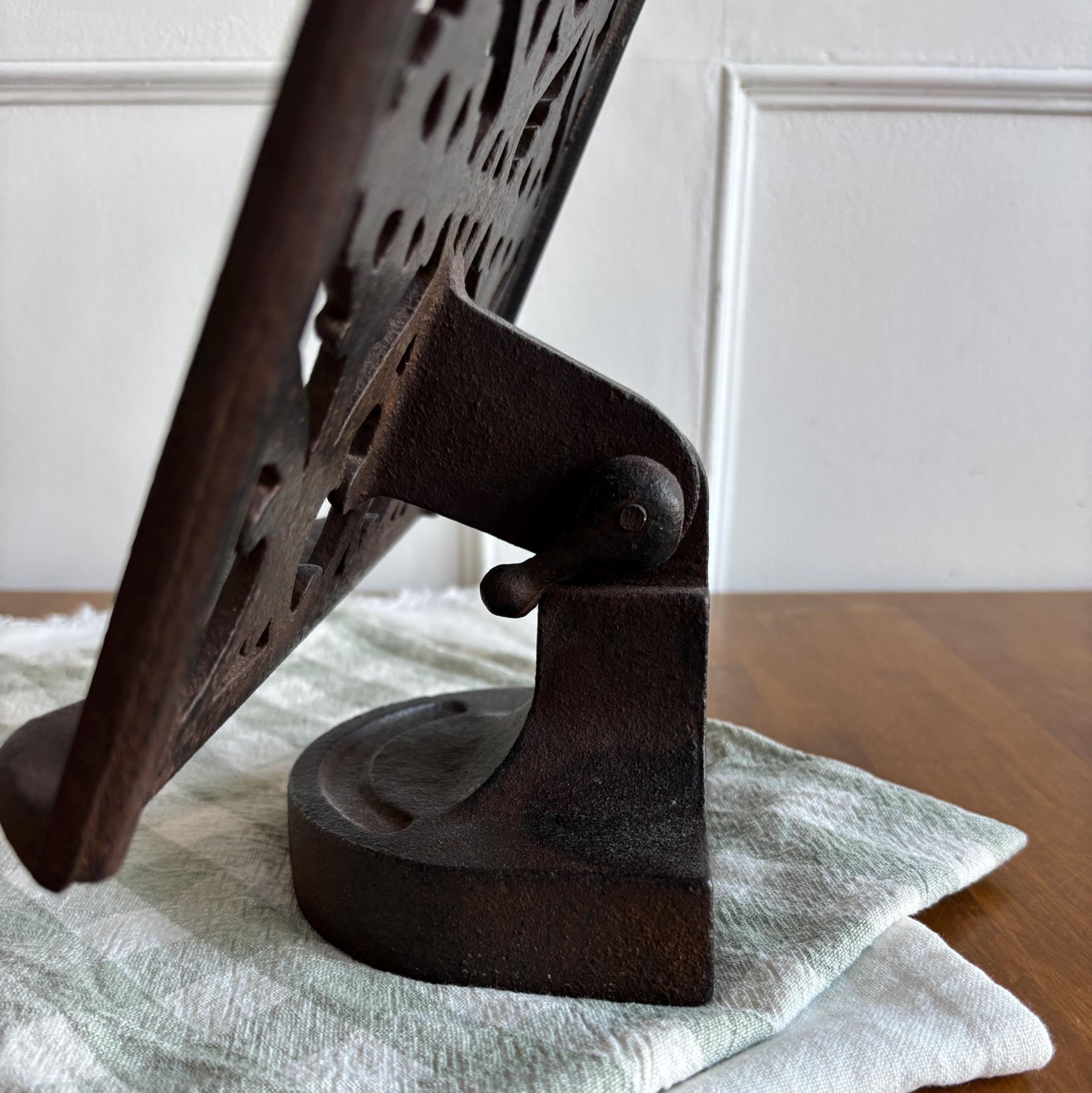 Vintage Cast Iron Cookbook Stand Adjustable Recipe Holder Gothic Book Stand Missing Weights