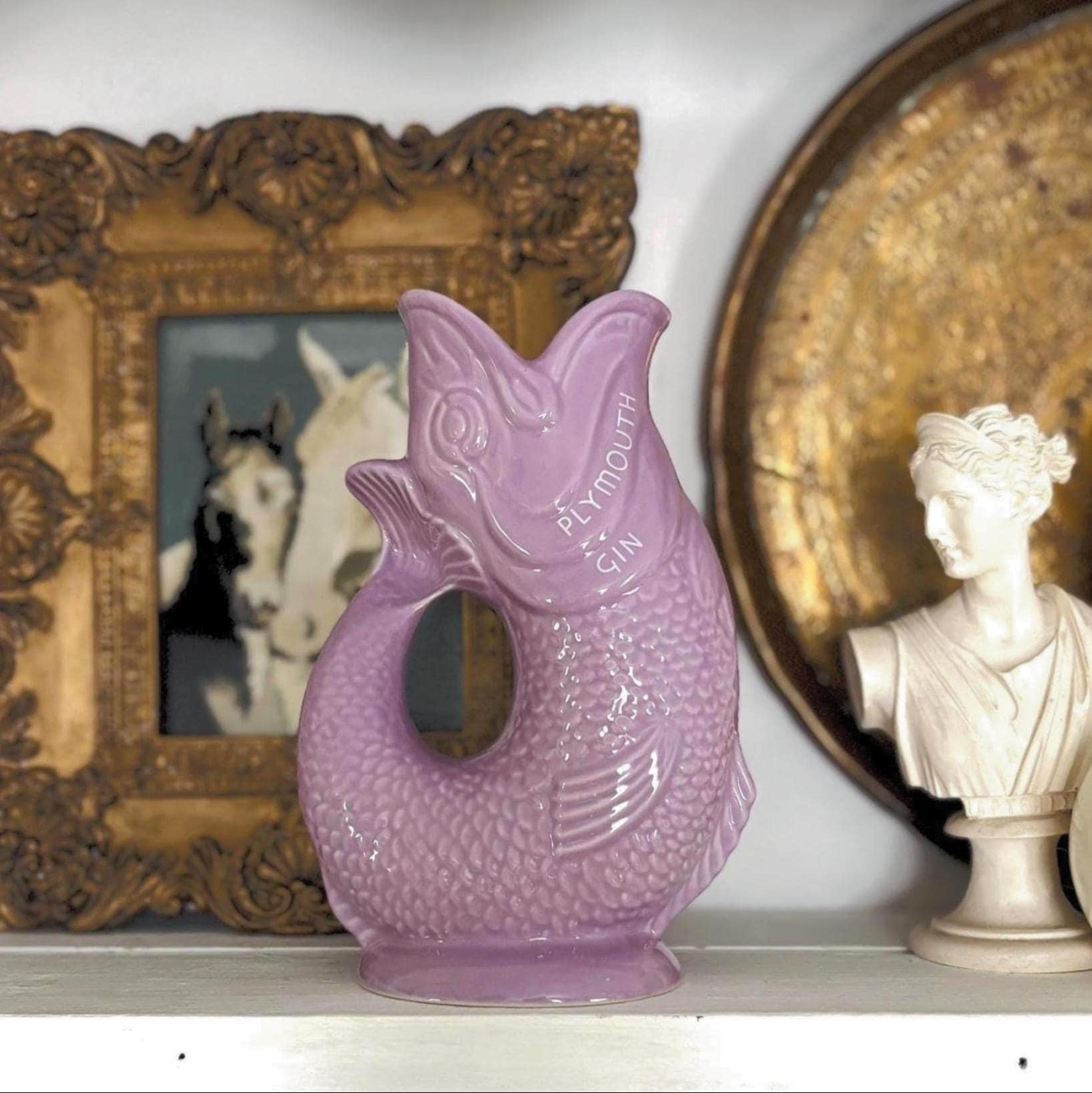 Vintage Wade Plymouth Gin Purple Fish Jug Gurgle Pitcher