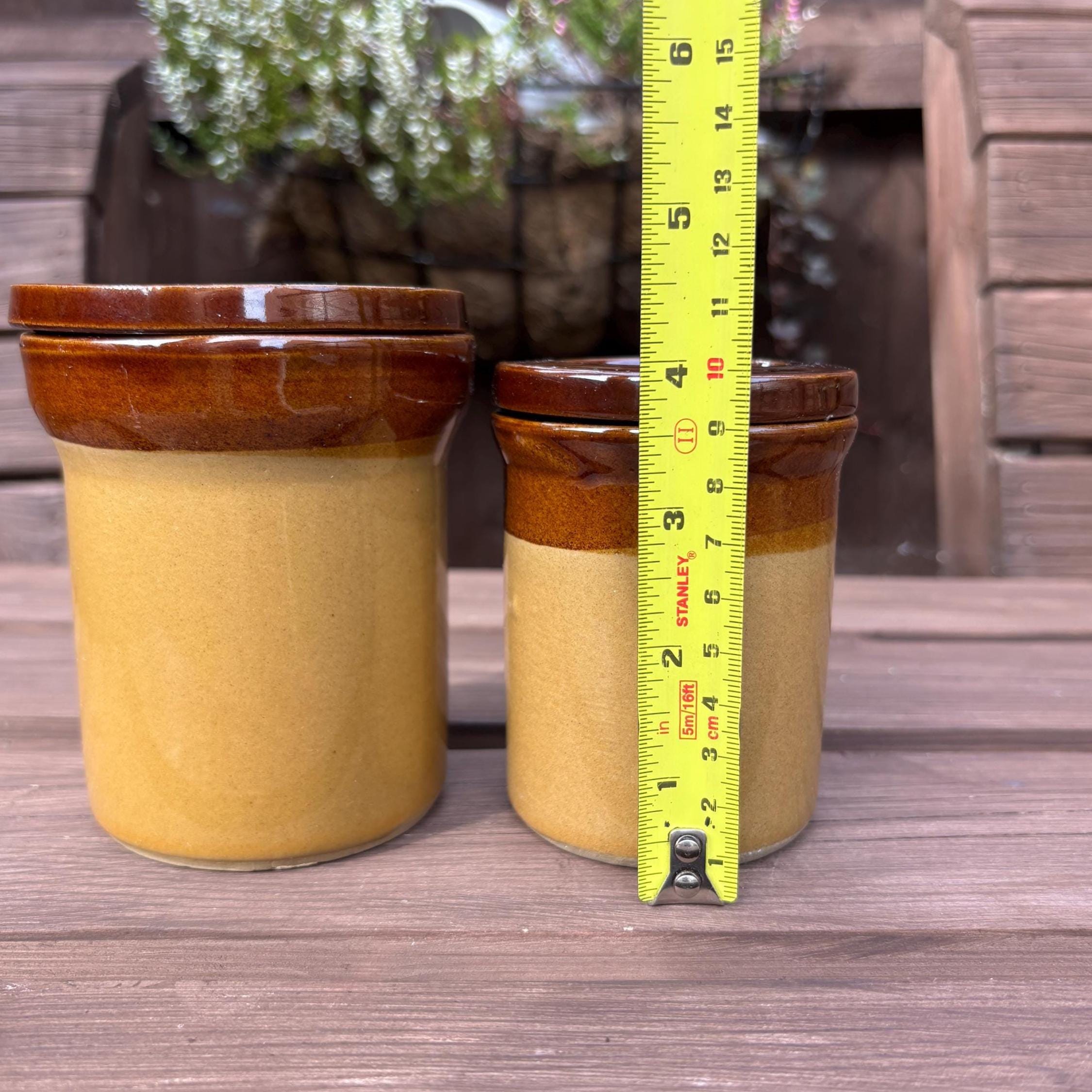 Vintage Parsons Stoneware Kitchen Canister | England, Brown Glazed Crock