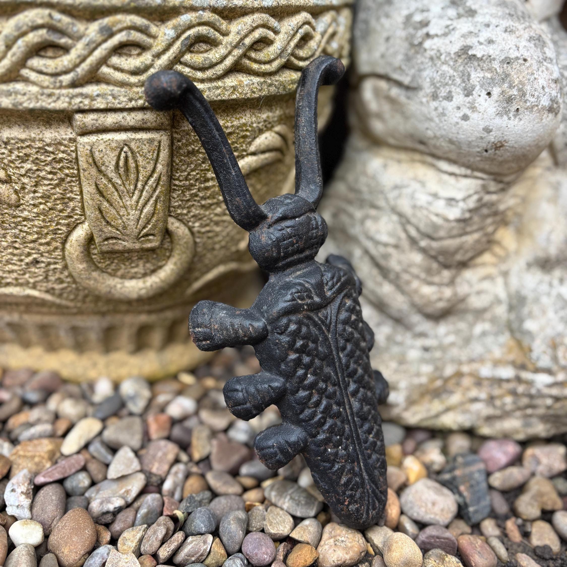 Vintage Cast Iron Beetle Boot Jack Rustic Garden Decor Doorstop Farmhouse Style