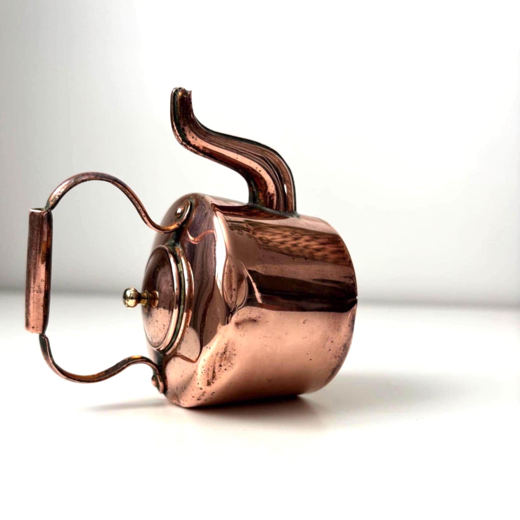 Vintage Mini Copper Kettle Brass Accents Widecombe Teapot Cottage Core Kitchen Decor Collectible